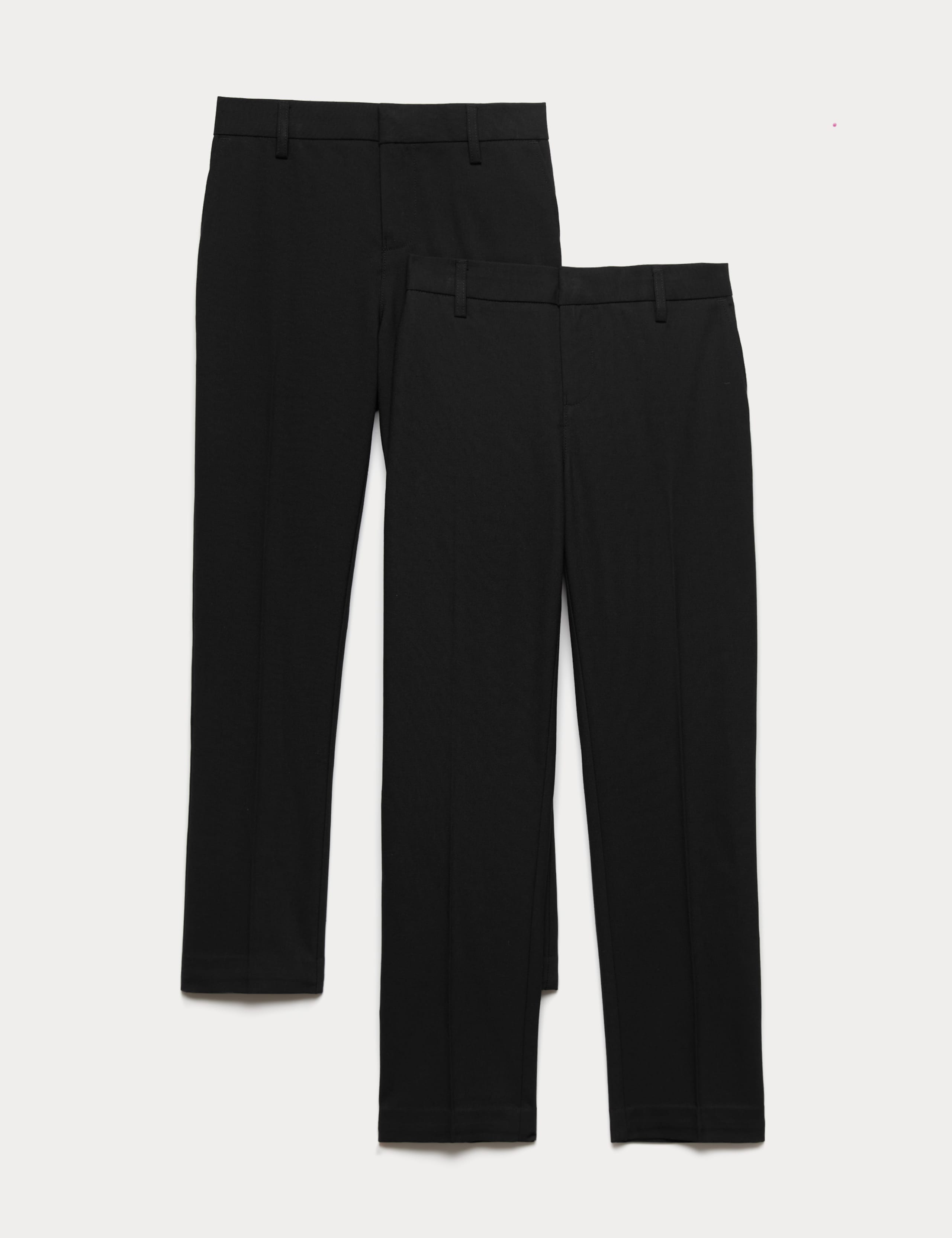 2 Pack Boys' Slim Fit School Trousers (2-18 Yrs)