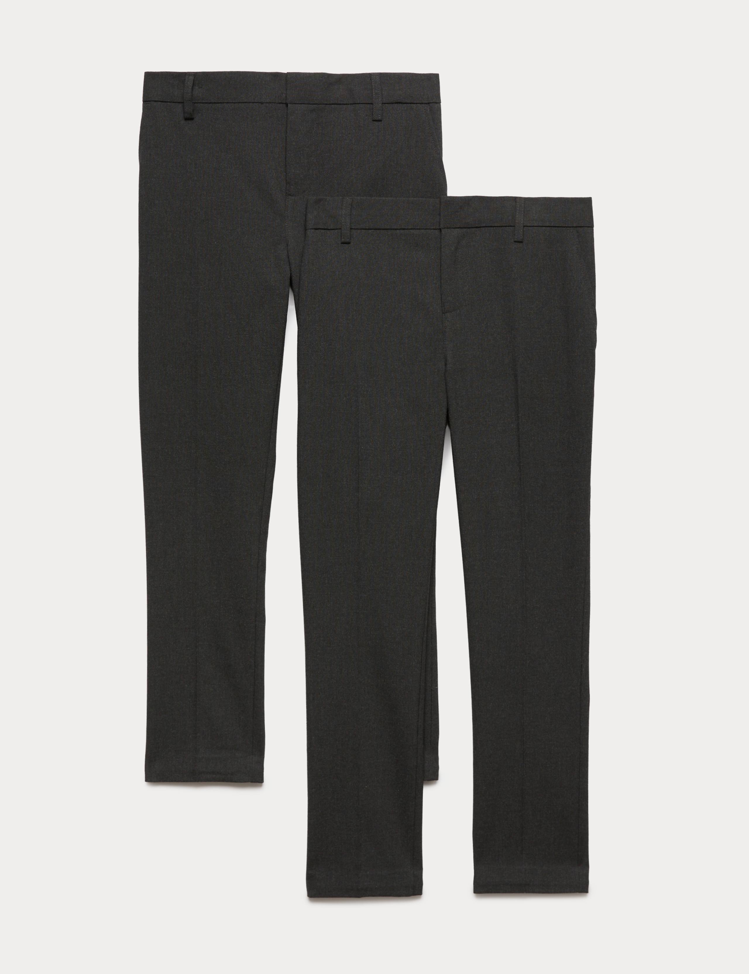 2 Pack Boys' Super Skinny Leg School Trousers (2-18 Yrs)