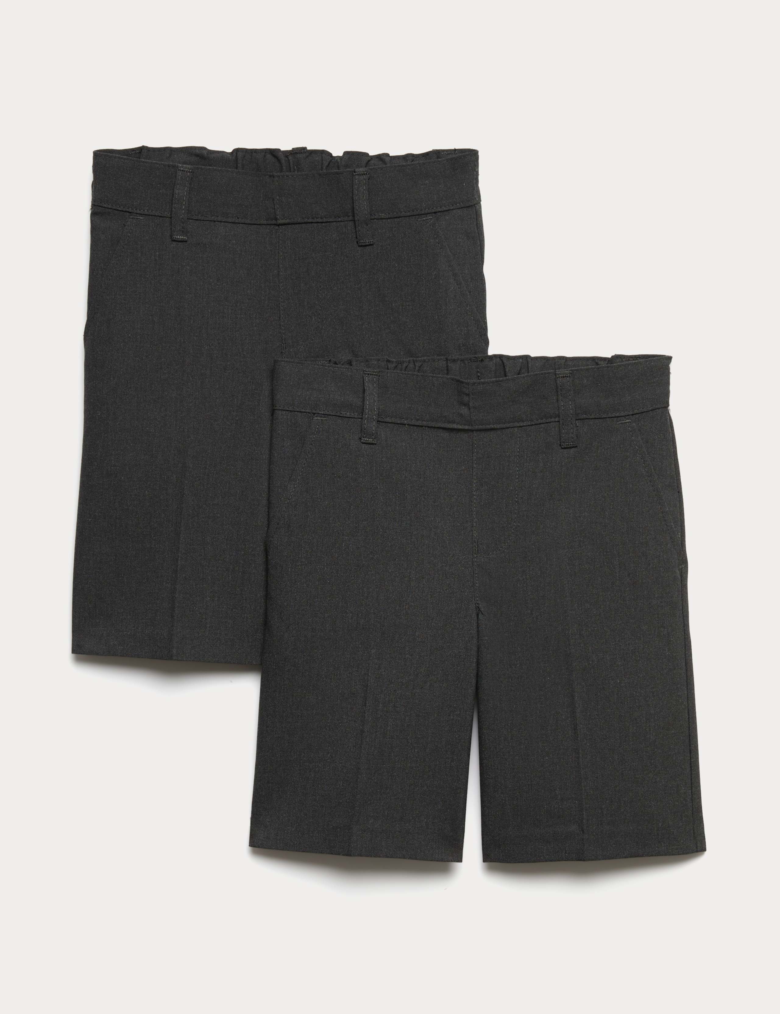 2 Pack Boys' Regular Leg School Shorts (2-14 Yrs)