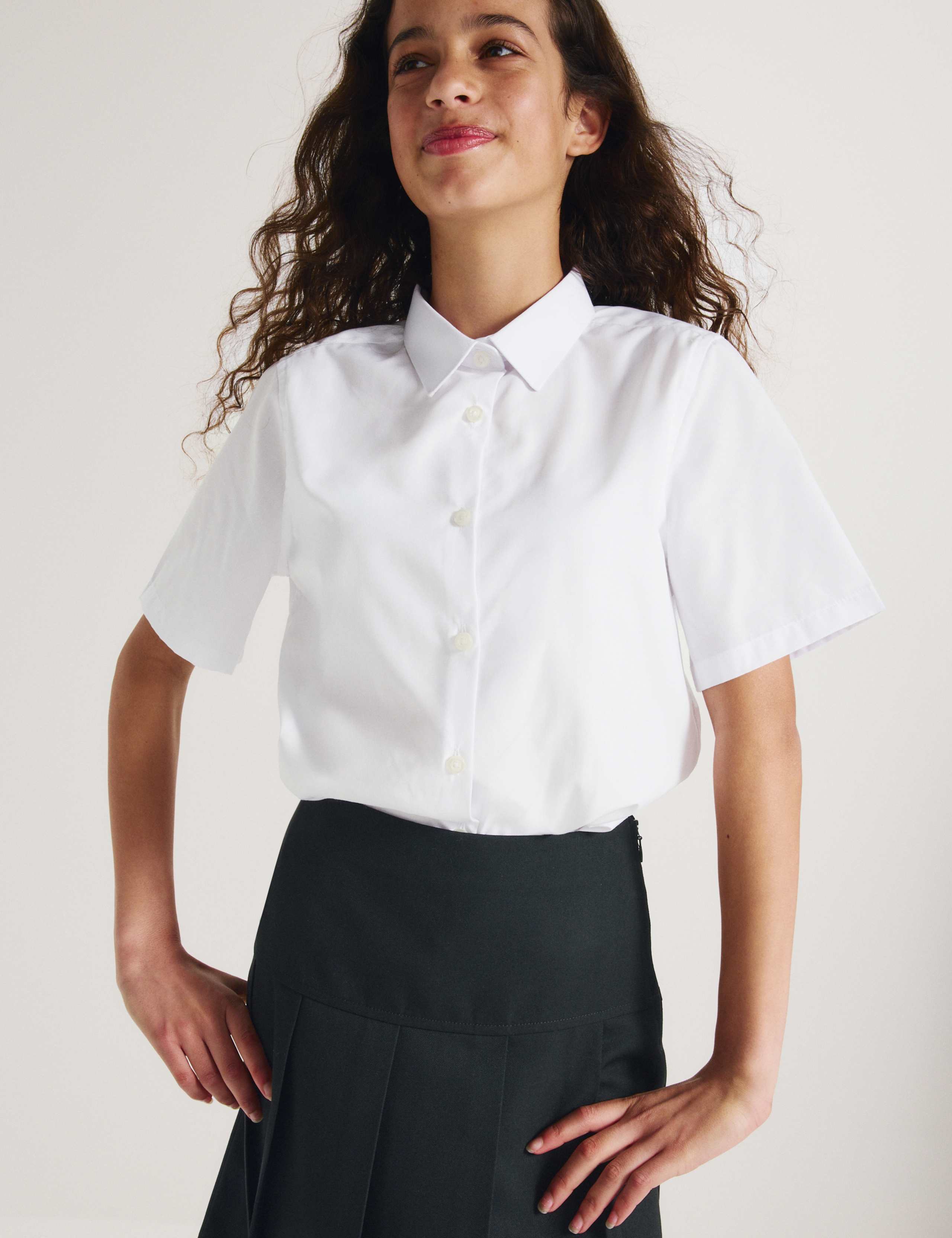 3 Pack Girls' Slim Fit Easy Iron School Shirts (2-16 Yrs)