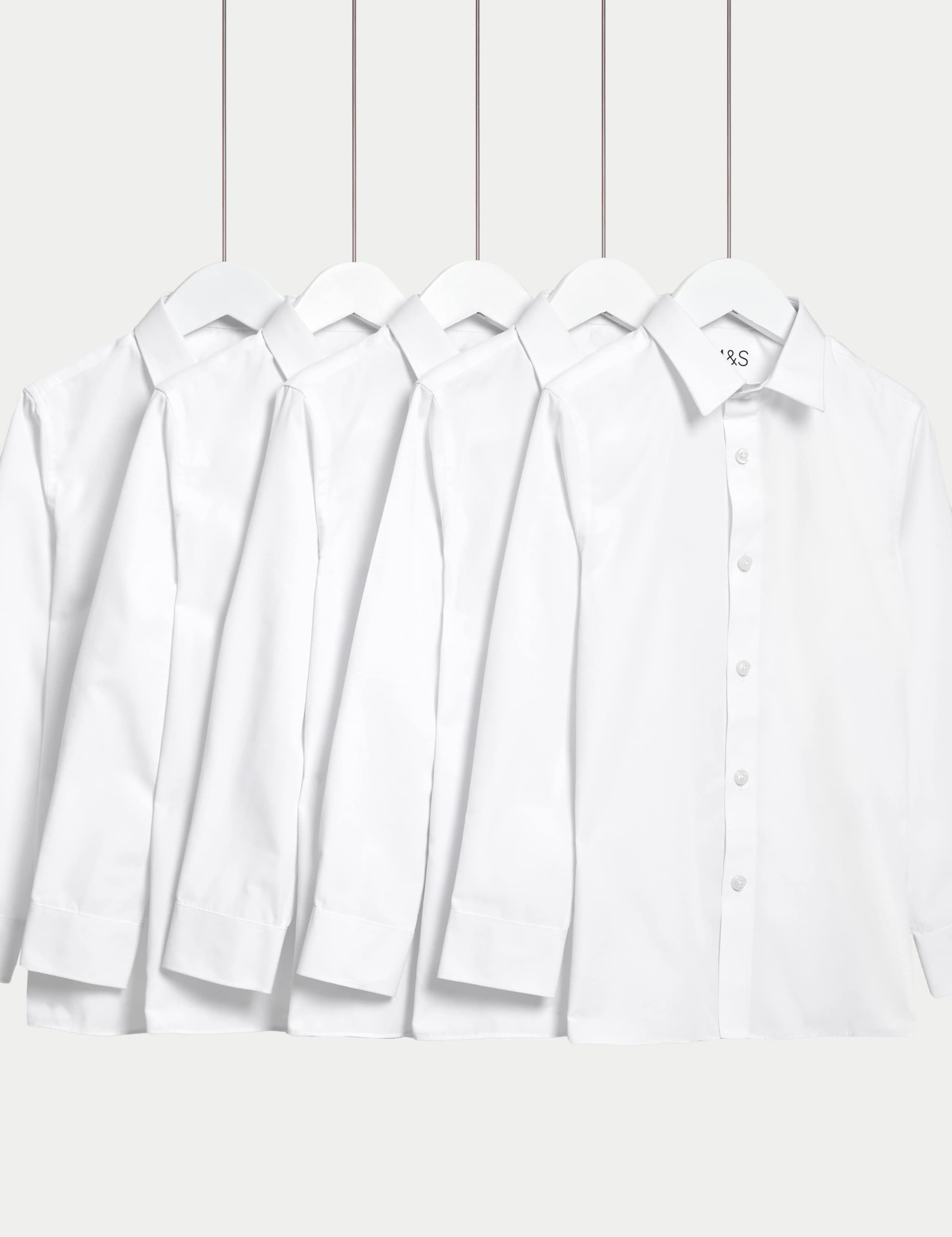 5 Pack Girls' Regular Fit Easy to Iron Shirts (2-18 Yrs)