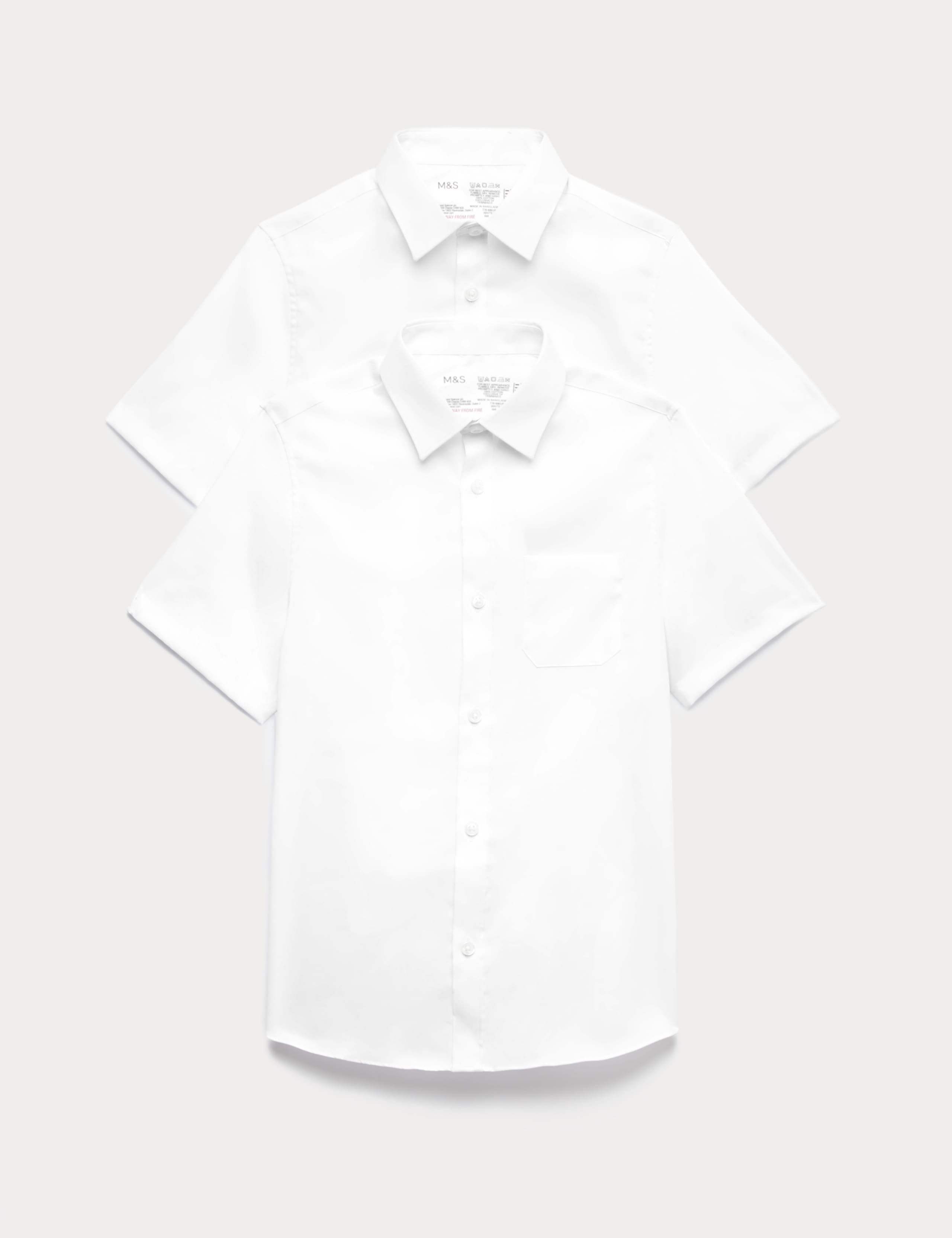 2pk Girls' Regular Fit Cotton School Shirts (2-18 Yrs)