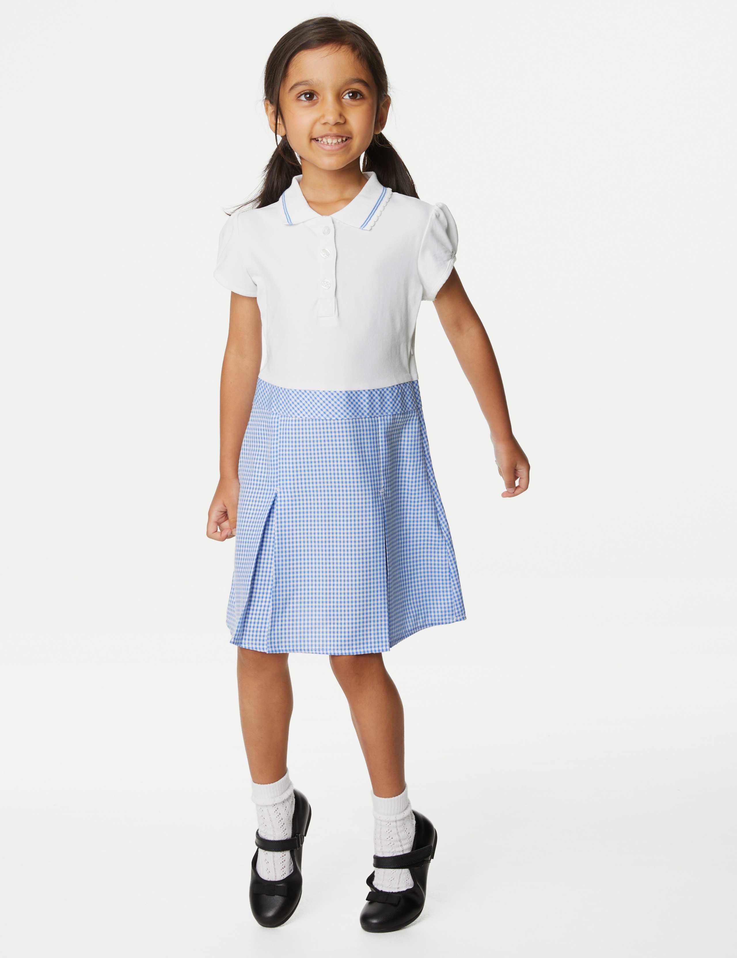 Girls' 2 in 1 Gingham Pleated School Dress (2-14 Yrs)
