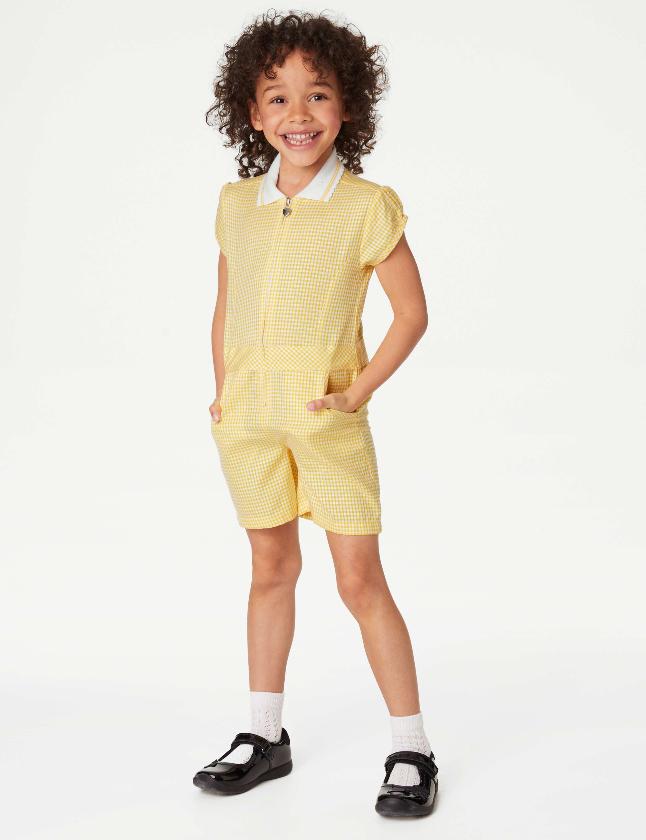 Girls' Gingham School Playsuit (2-14 Yrs)