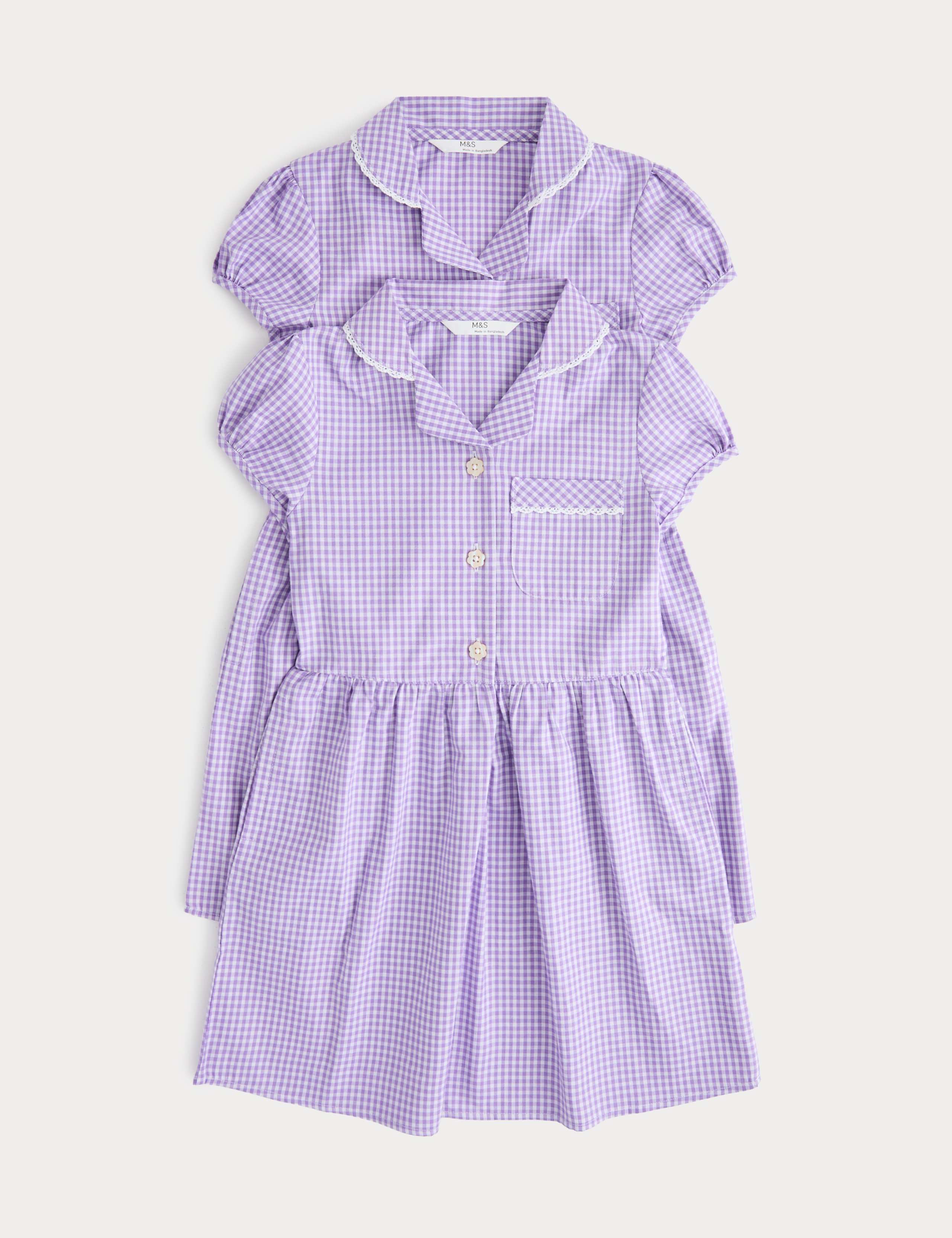 2 Pack Cotton Rich Gingham Dresses (2-14 Years)