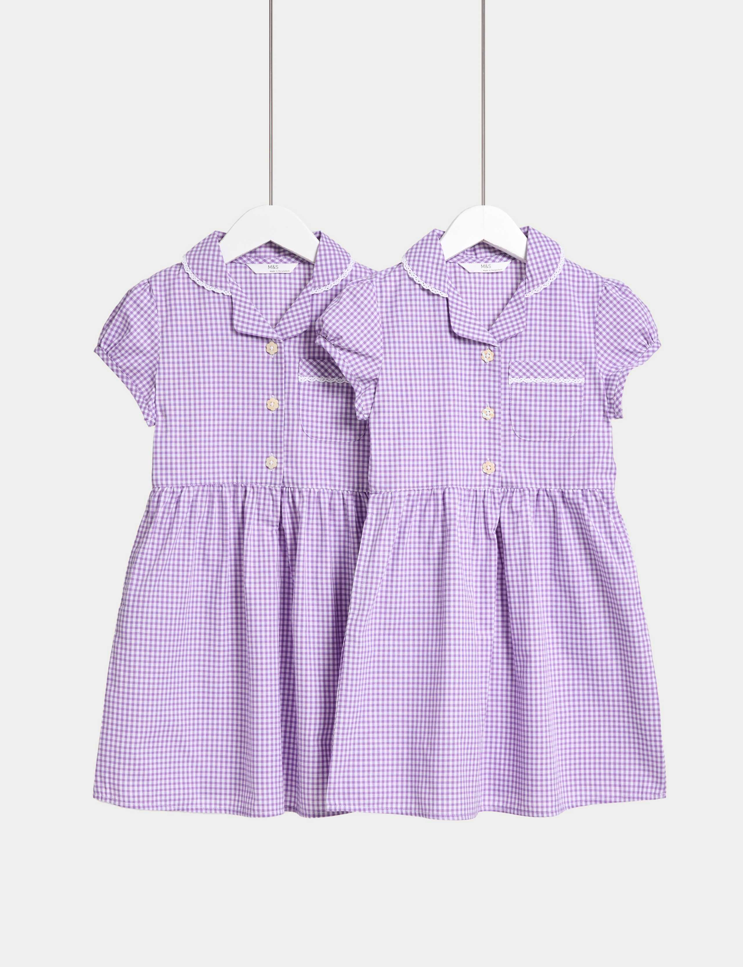 2pk Girls' Cotton Rich School Dresses (2-14 Yrs)