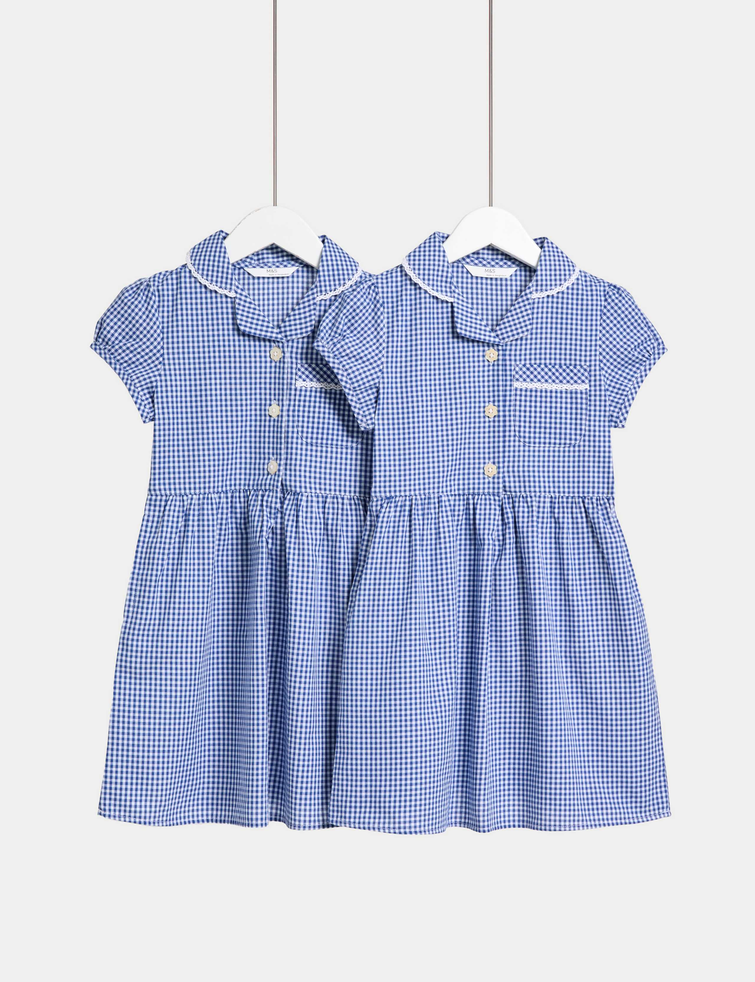 2pk Girls' Cotton Rich School Dresses (2-14 Yrs)