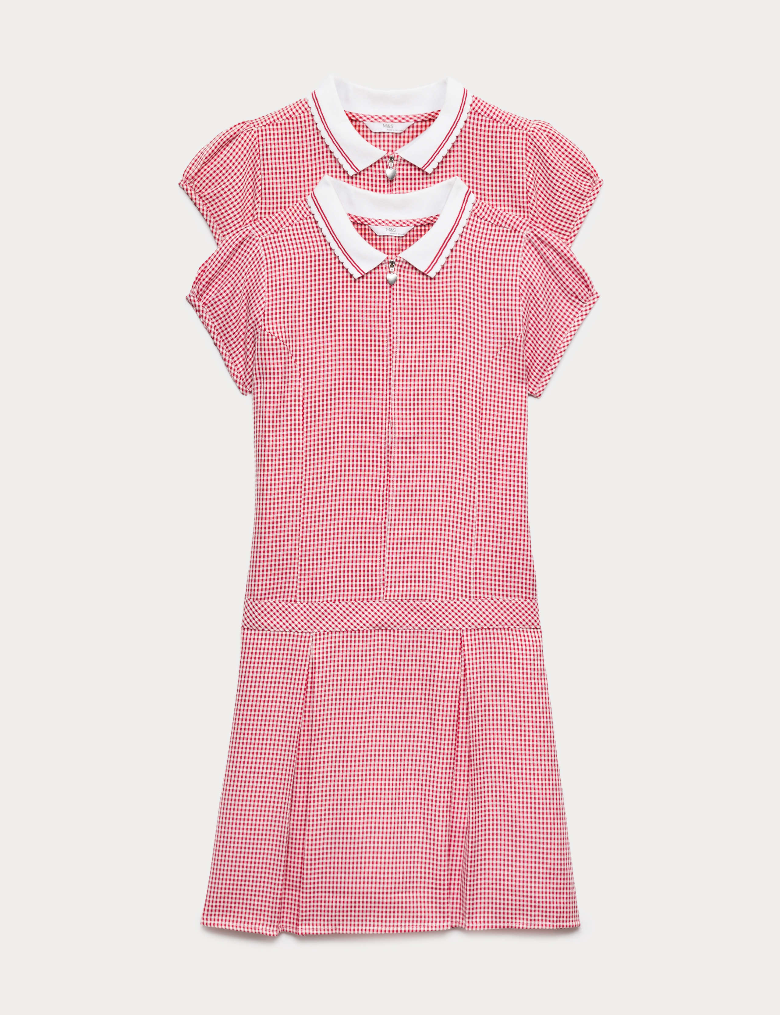 2 Pack Zip Gingham School Dresses (2-14 Yrs)