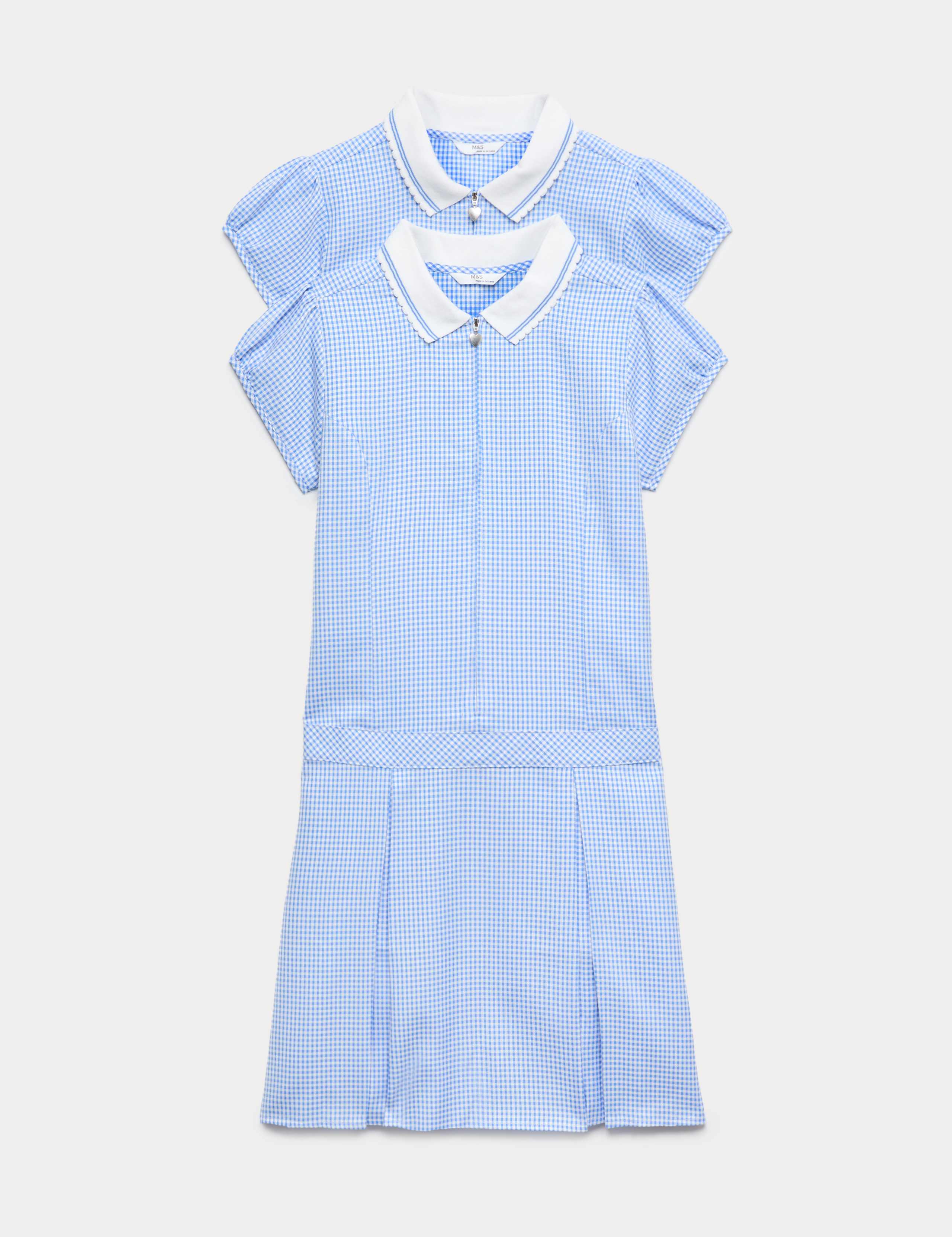 2 Pack Zip Gingham School Dresses (2-14 Yrs)