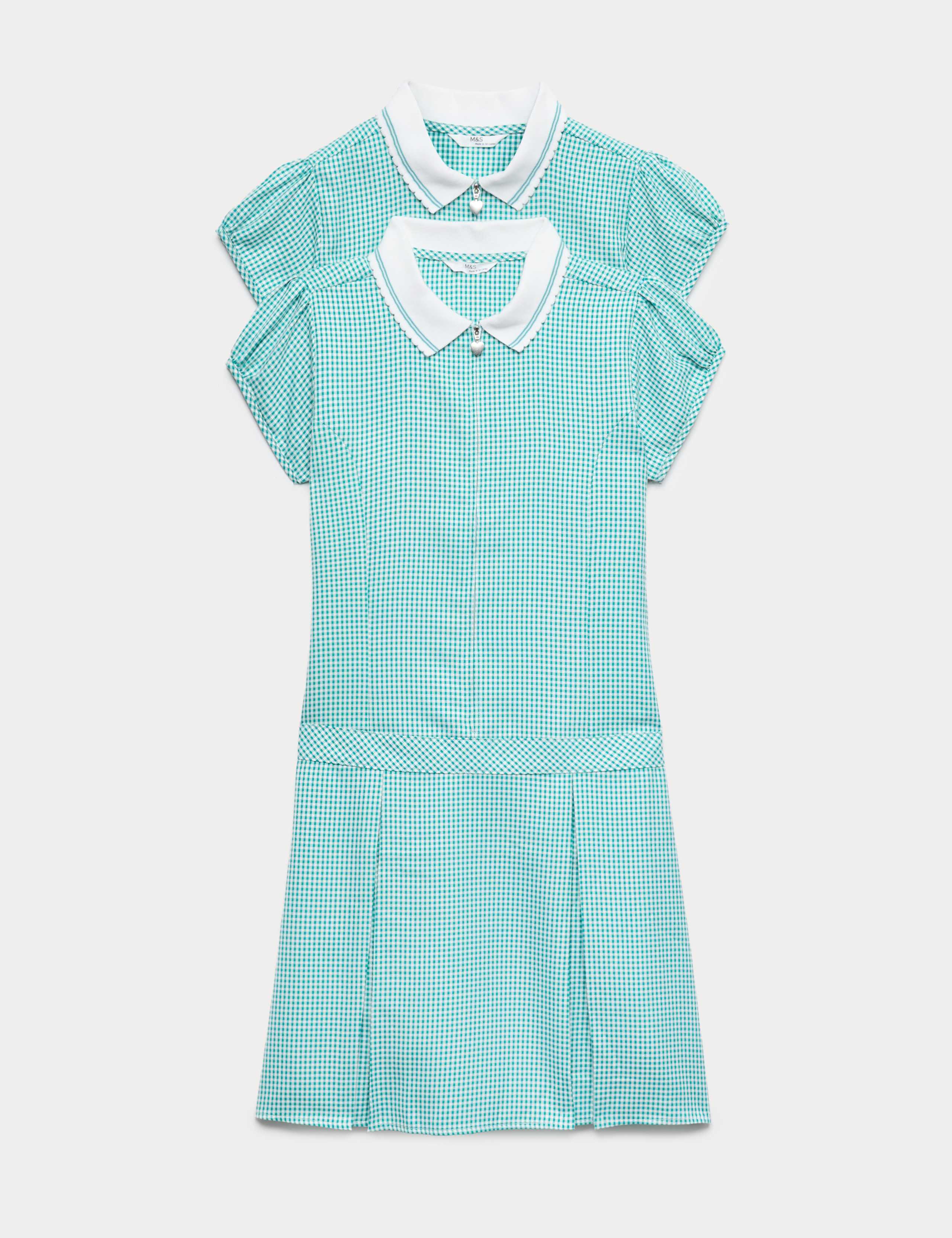2 Pack Zip Gingham School Dresses (2-14 Yrs)