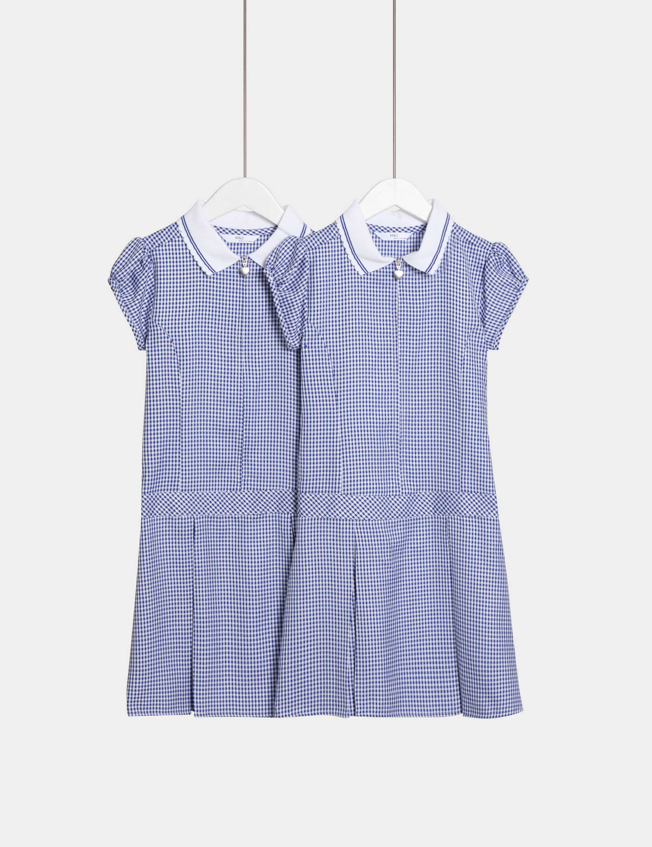 2 Pack Zip Gingham School Dresses (2-14 Yrs)