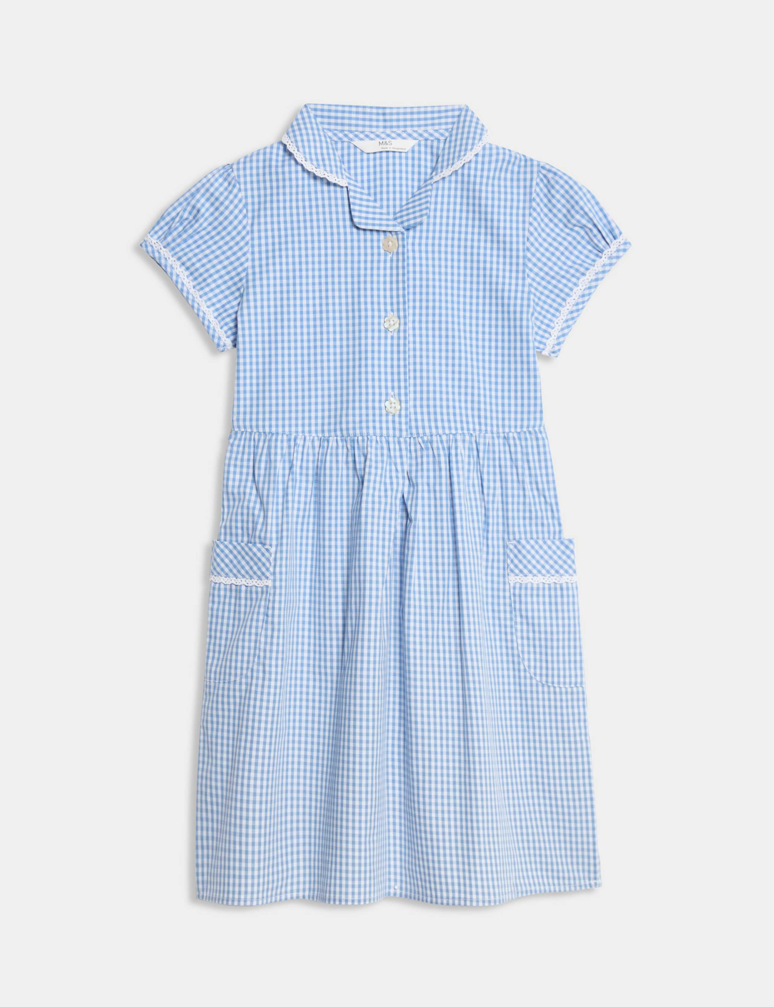 Pure Cotton Gingham School Dress (2-14 Yrs)
