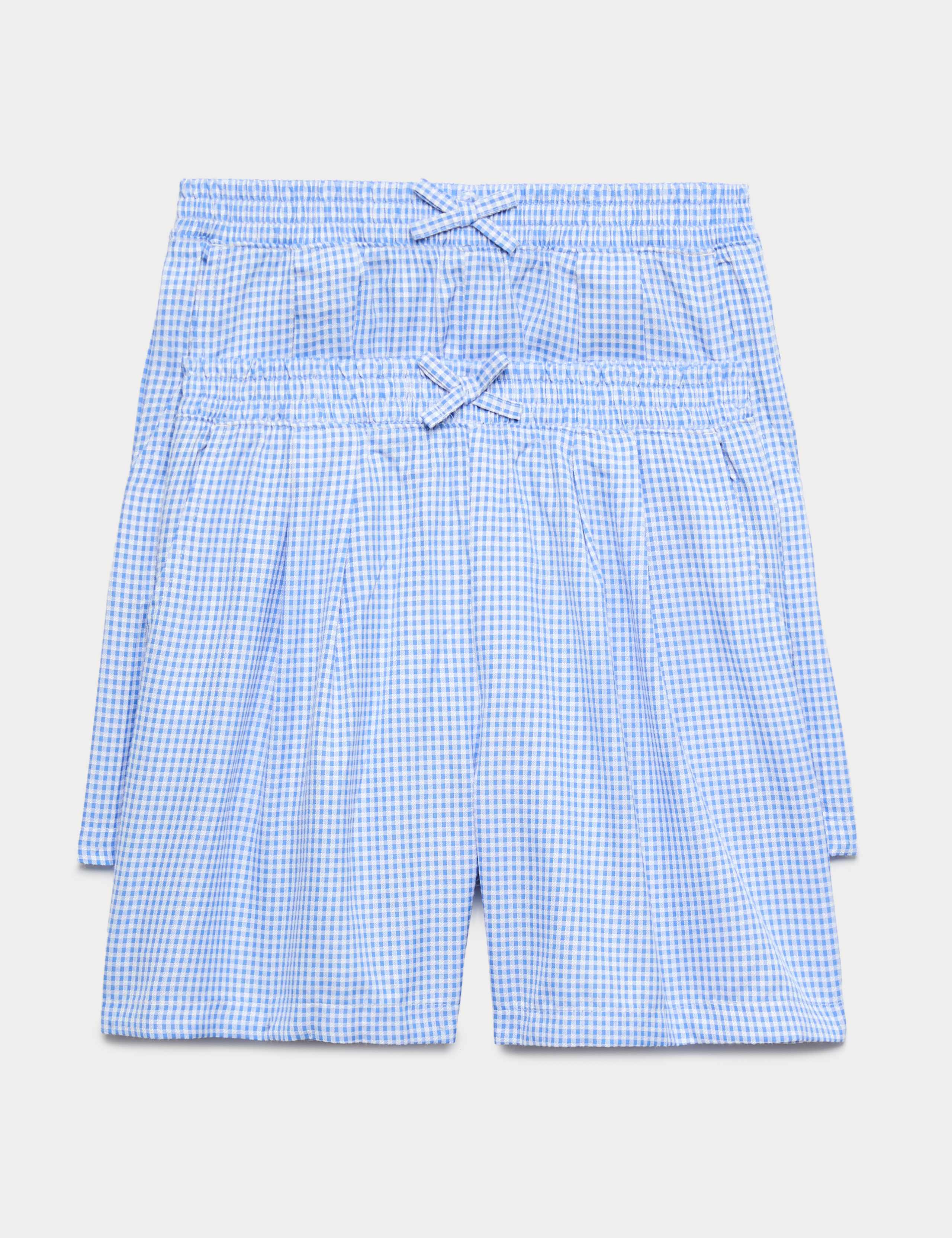 2 Pack Gingham Easy To Iron School Shorts (3-14 Years)