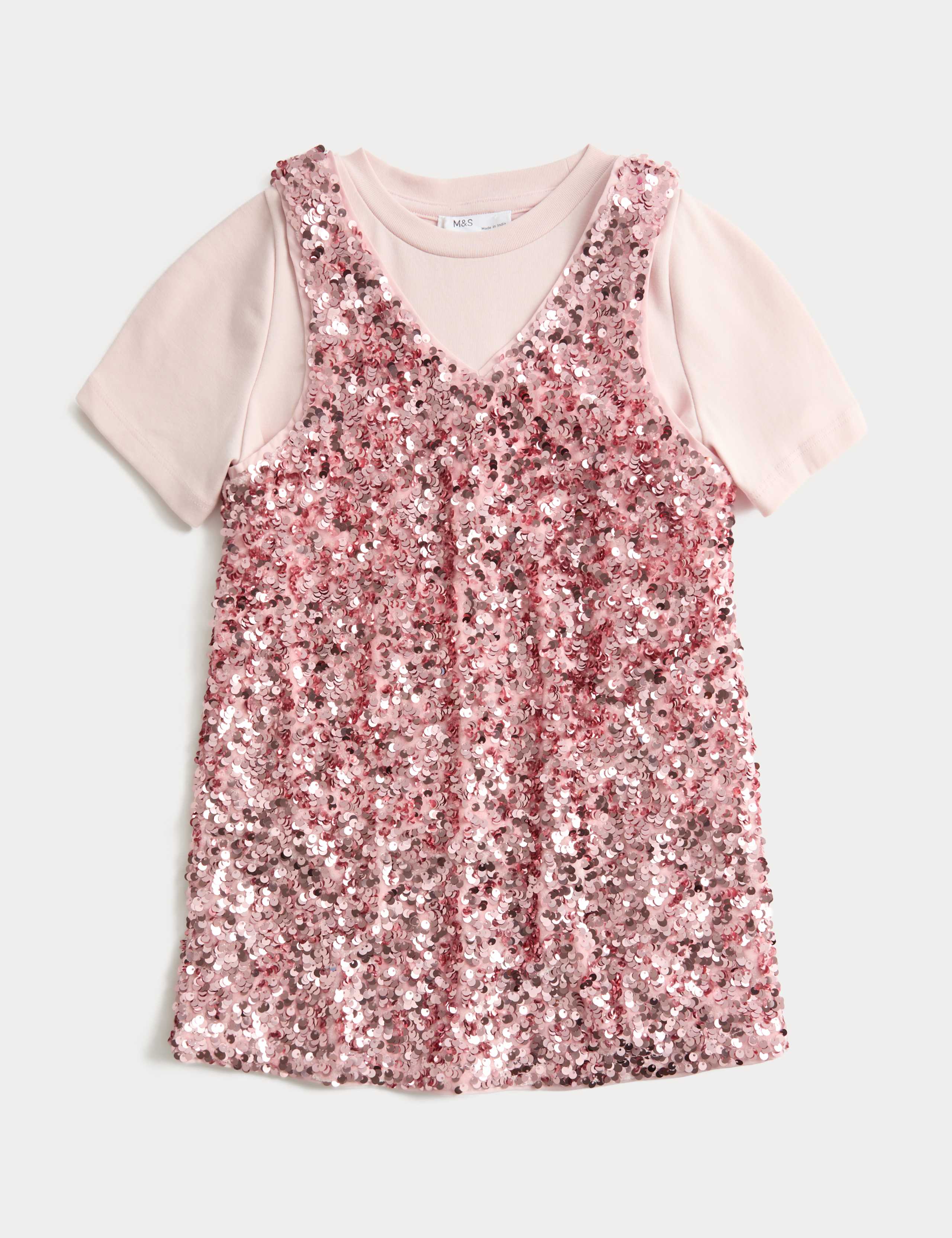 2 Piece Sequin Pinafore and T-Shirt (2-10 Yrs)