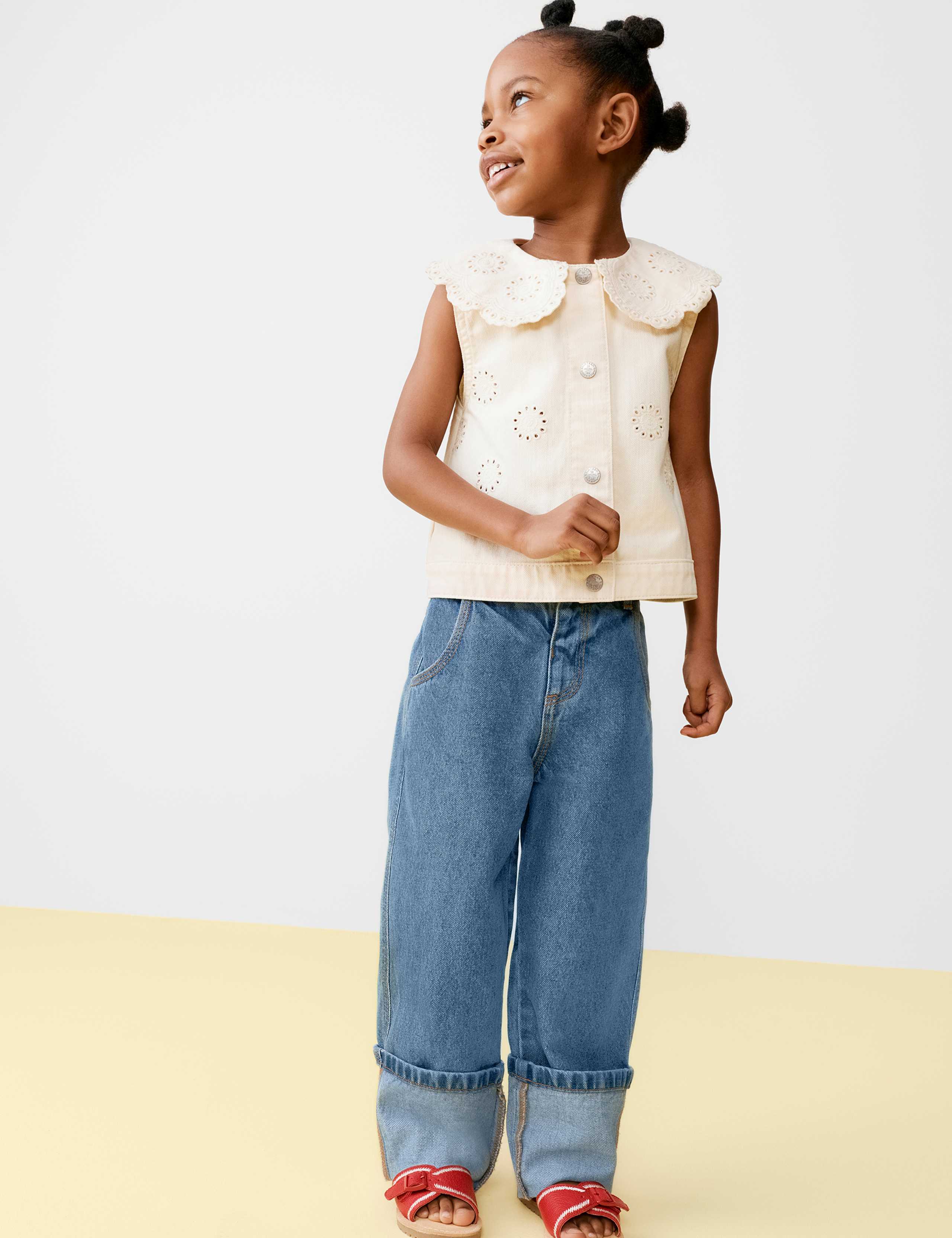 Pure Cotton Denim Turn Up Jeans (2-10 Yrs)