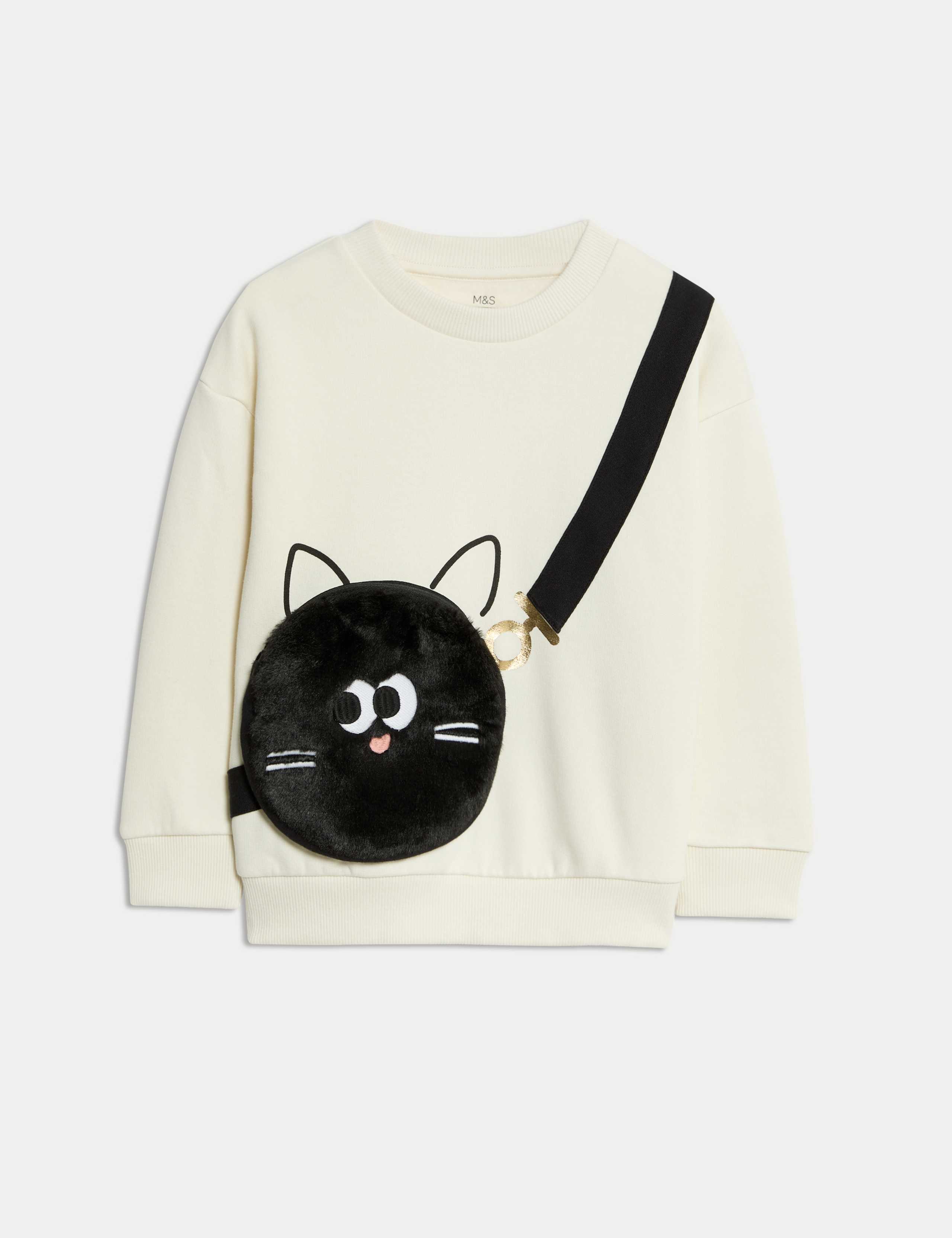 Cotton Rich Halloween Cat Bag Sweatshirt (2 -8 yrs)
