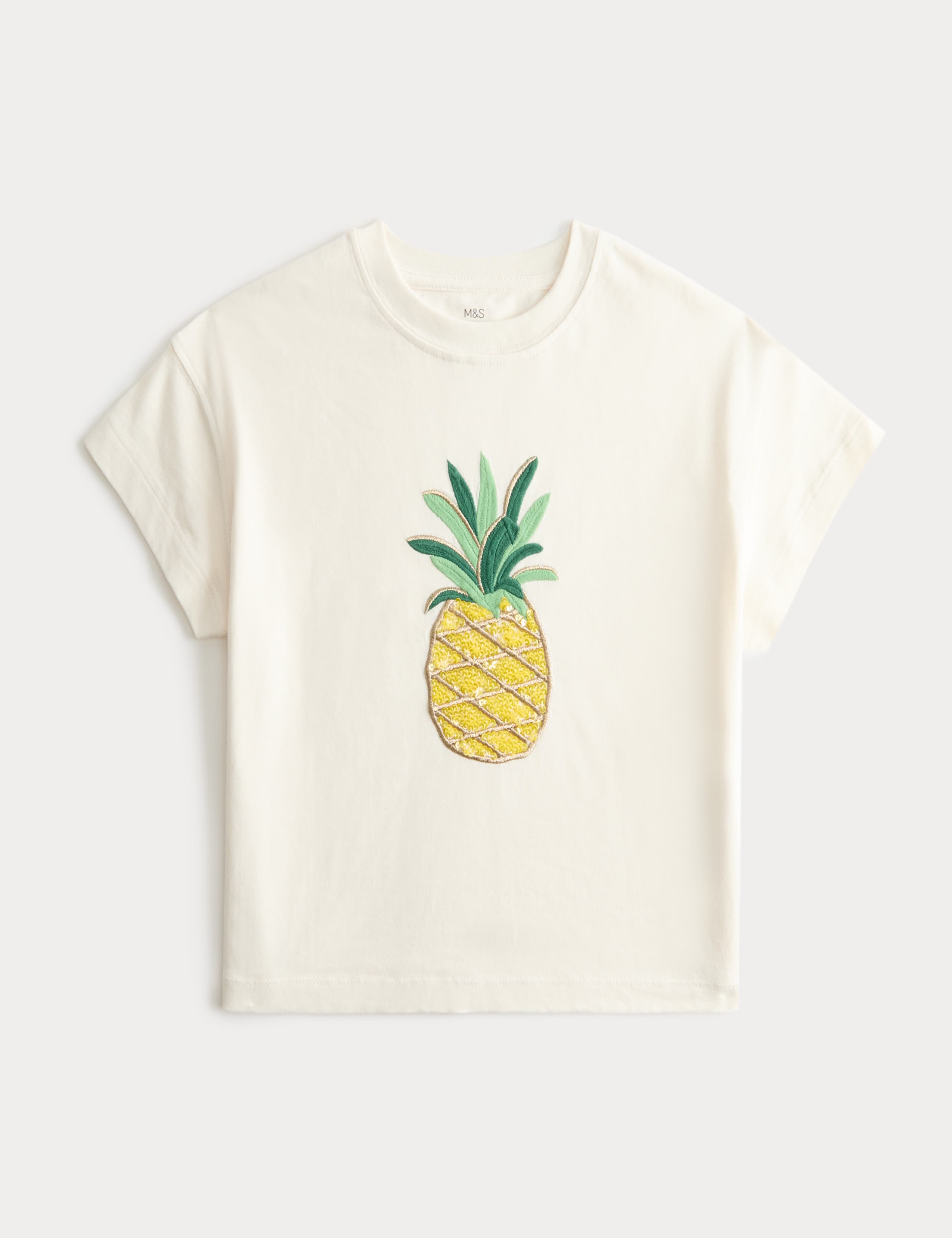 Pure Cotton Pineapple Sequin Top (2-10 Yrs)