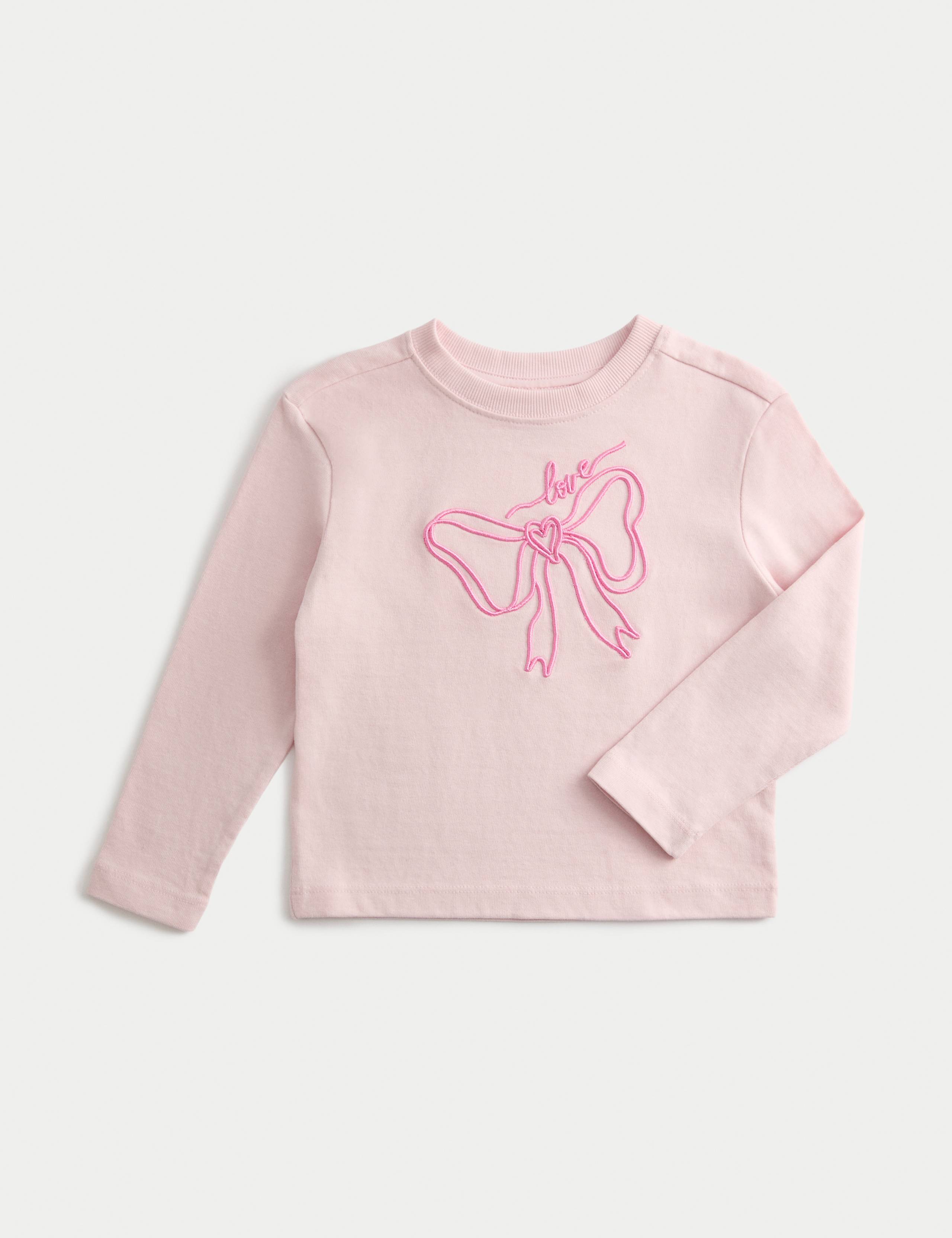 Pure Cotton Bow Embroidery Top (2-8 Yrs)