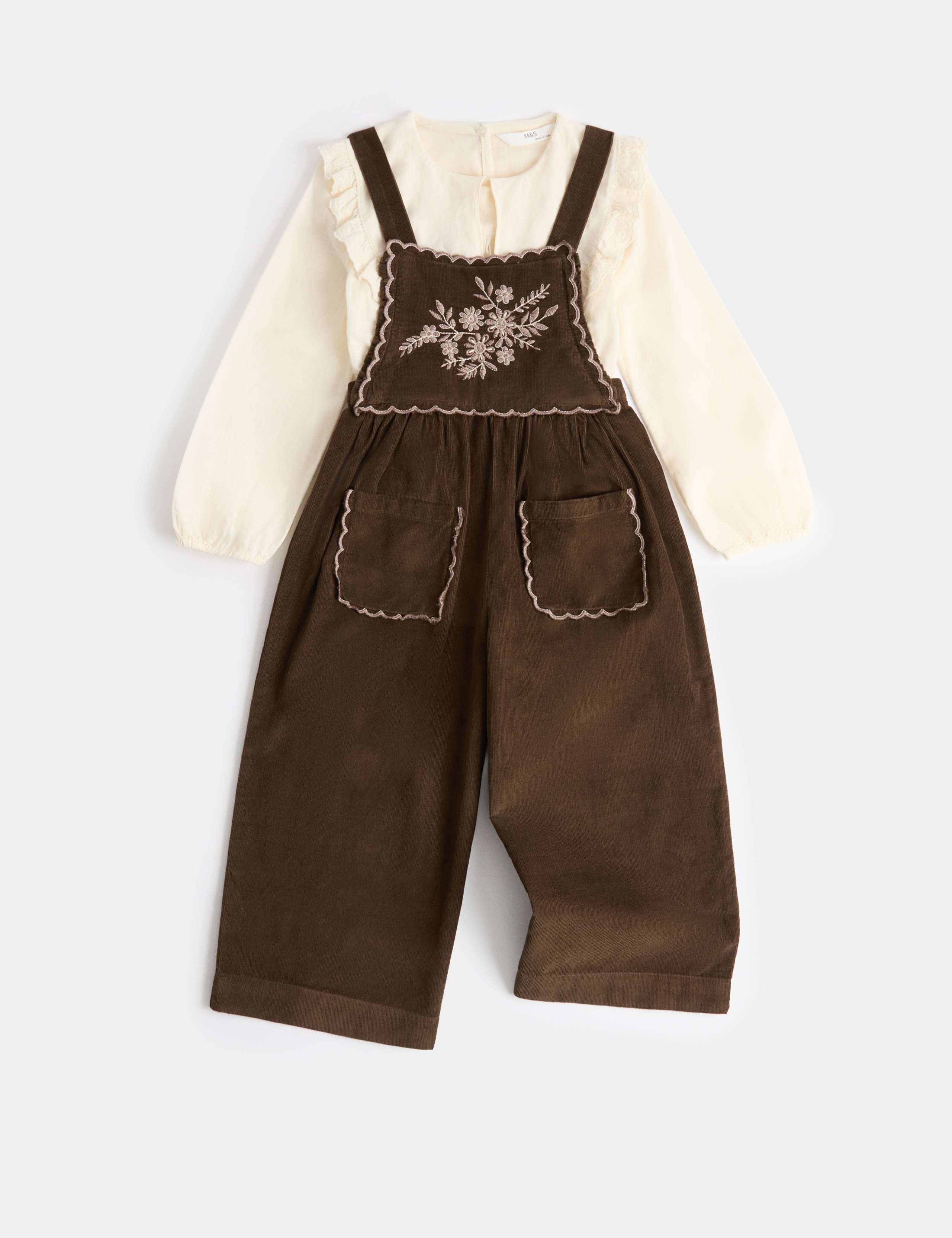 2 Piece Embroidered Dungaree Outfit (1-8 Yrs)