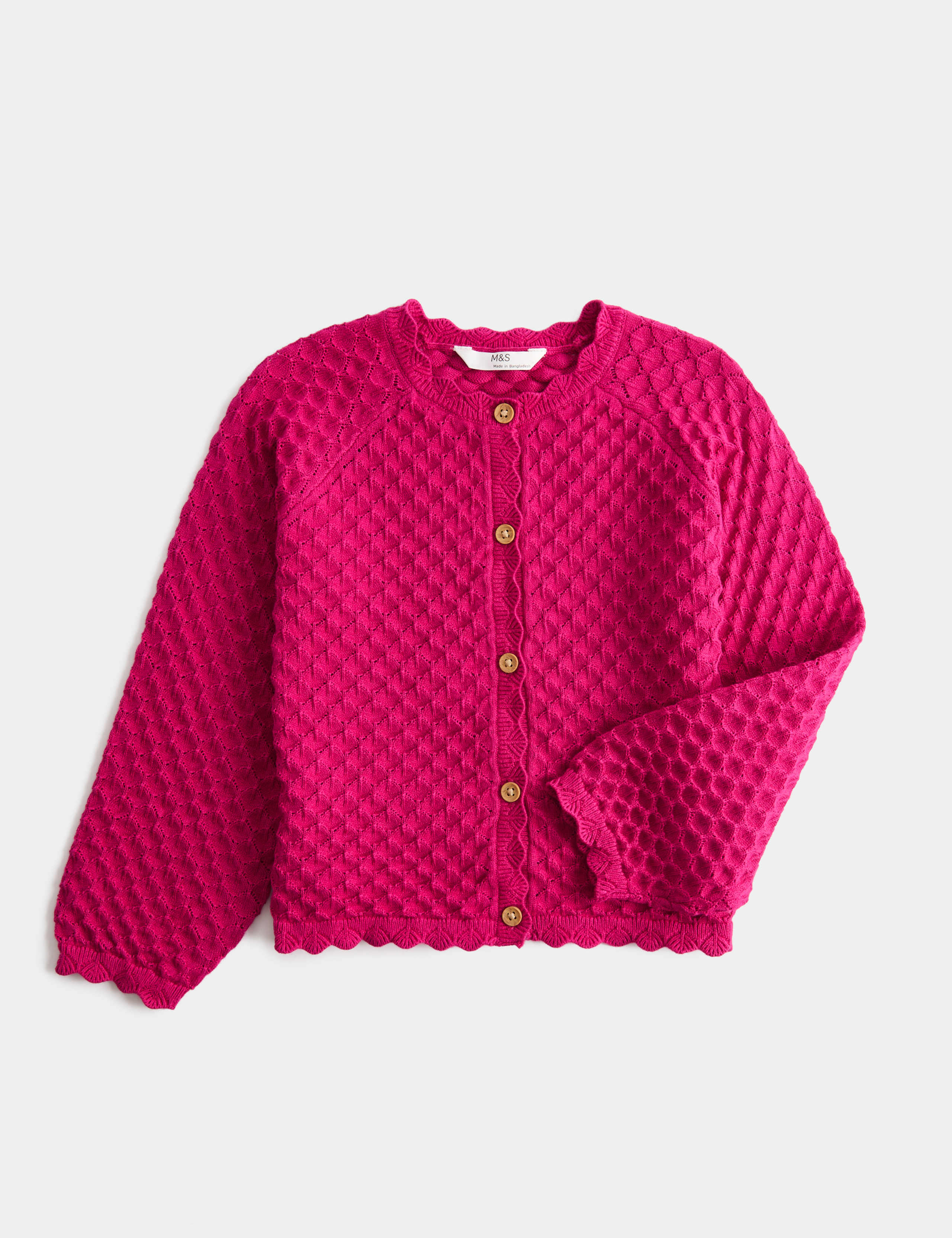 Pure Cotton Pointelle Cardigan (2-8 Yrs)