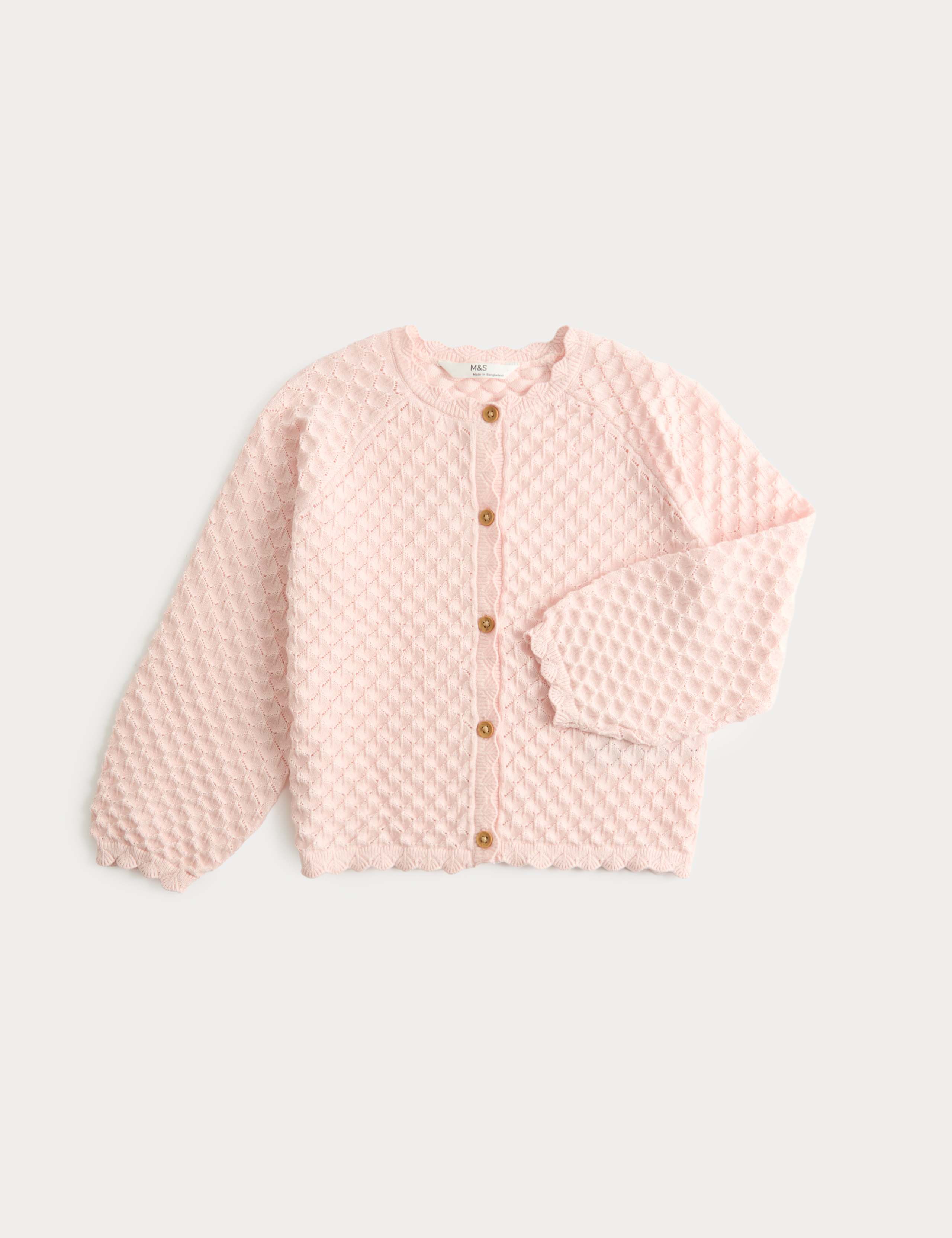 Pure Cotton Pointelle Cardigan (2-8 Yrs)