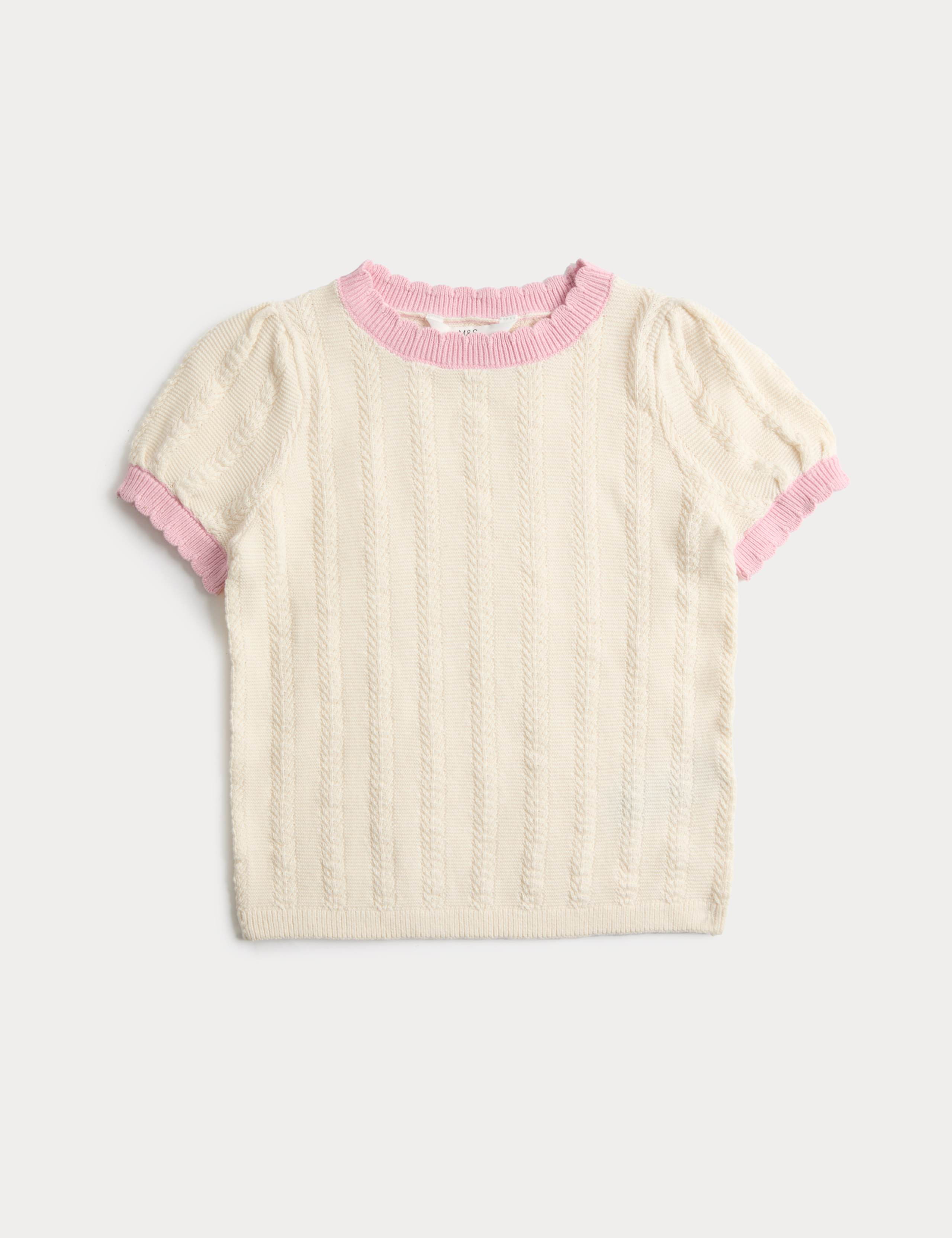 Pure Cotton Ribbed Knitted Top (2-10 Yrs)