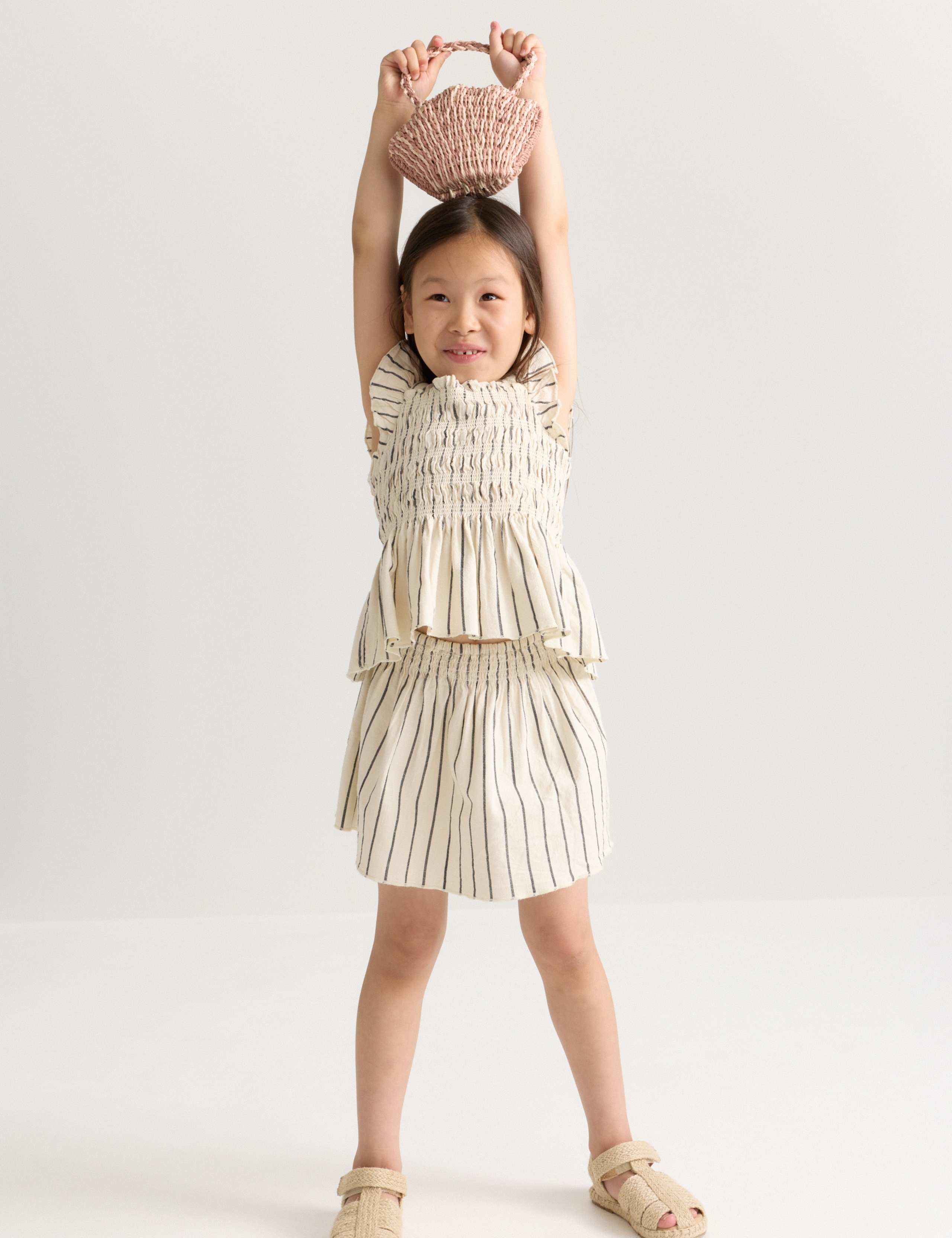 2 Piece Cotton Rich Shirred Striped Outfit (2-8 Yrs)