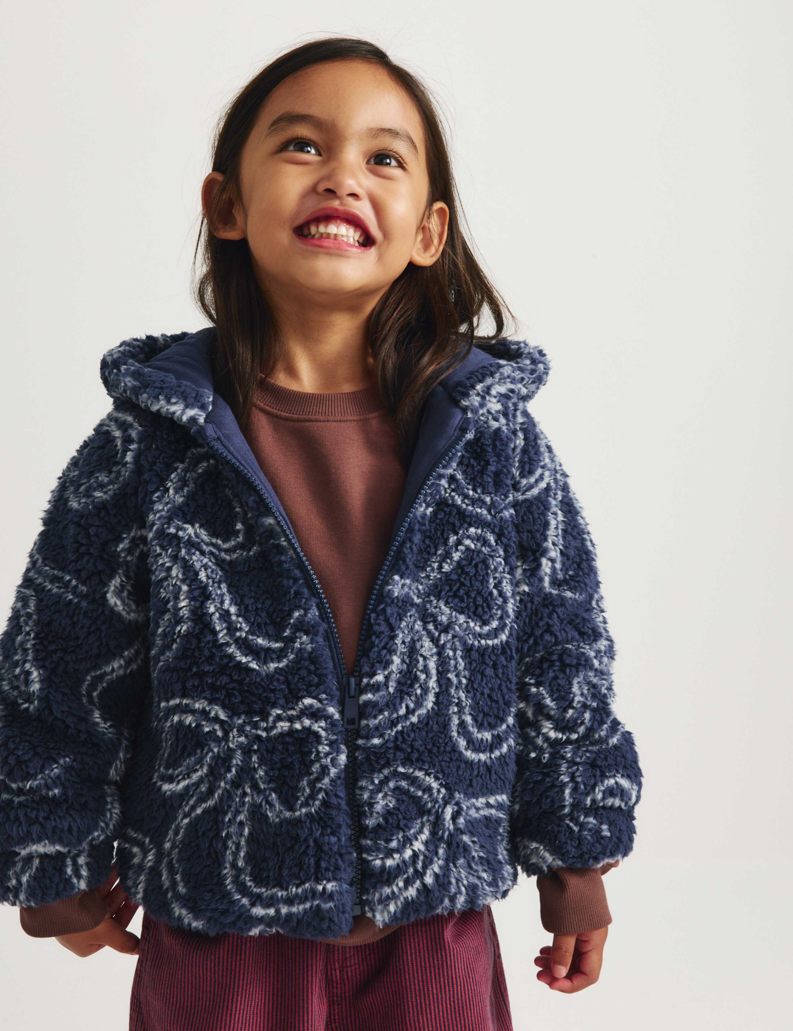Bow Print Borg Jacket (2-10 Yrs)