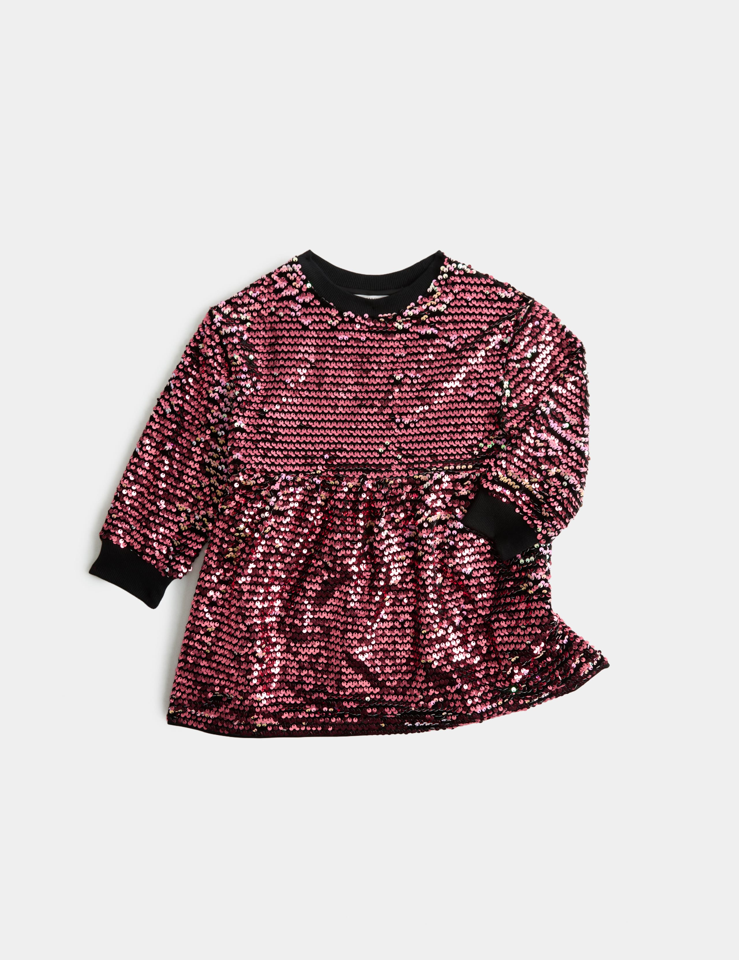 Sequin Round Neck Sweatshirt Dress (2-10 Yrs)