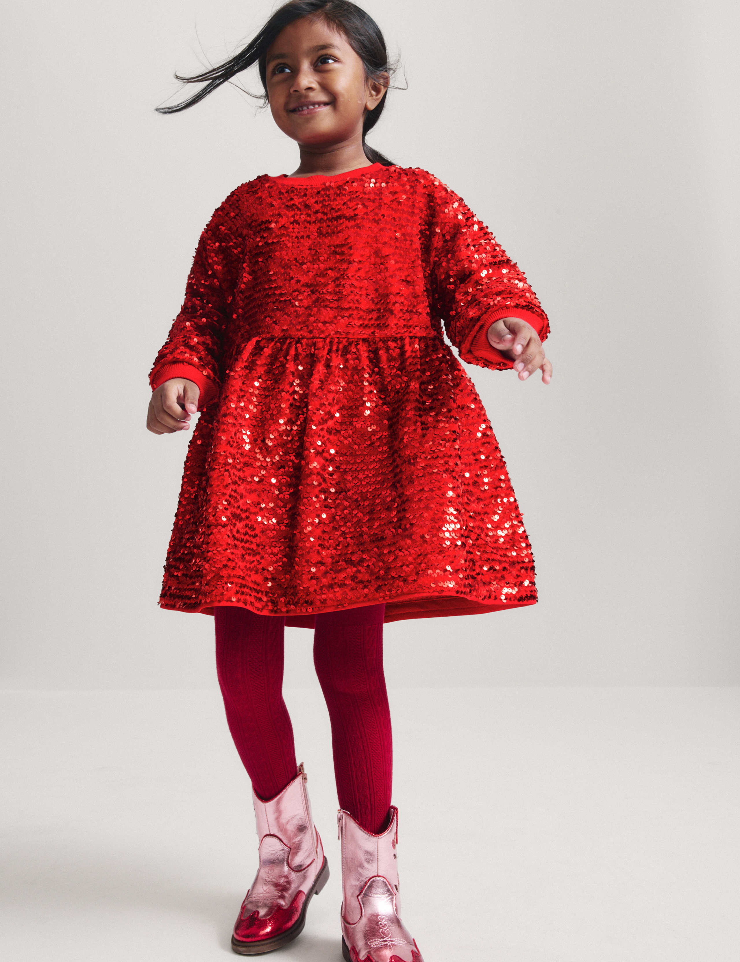Sequin Round Neck Sweatshirt Dress (2-10 Yrs)
