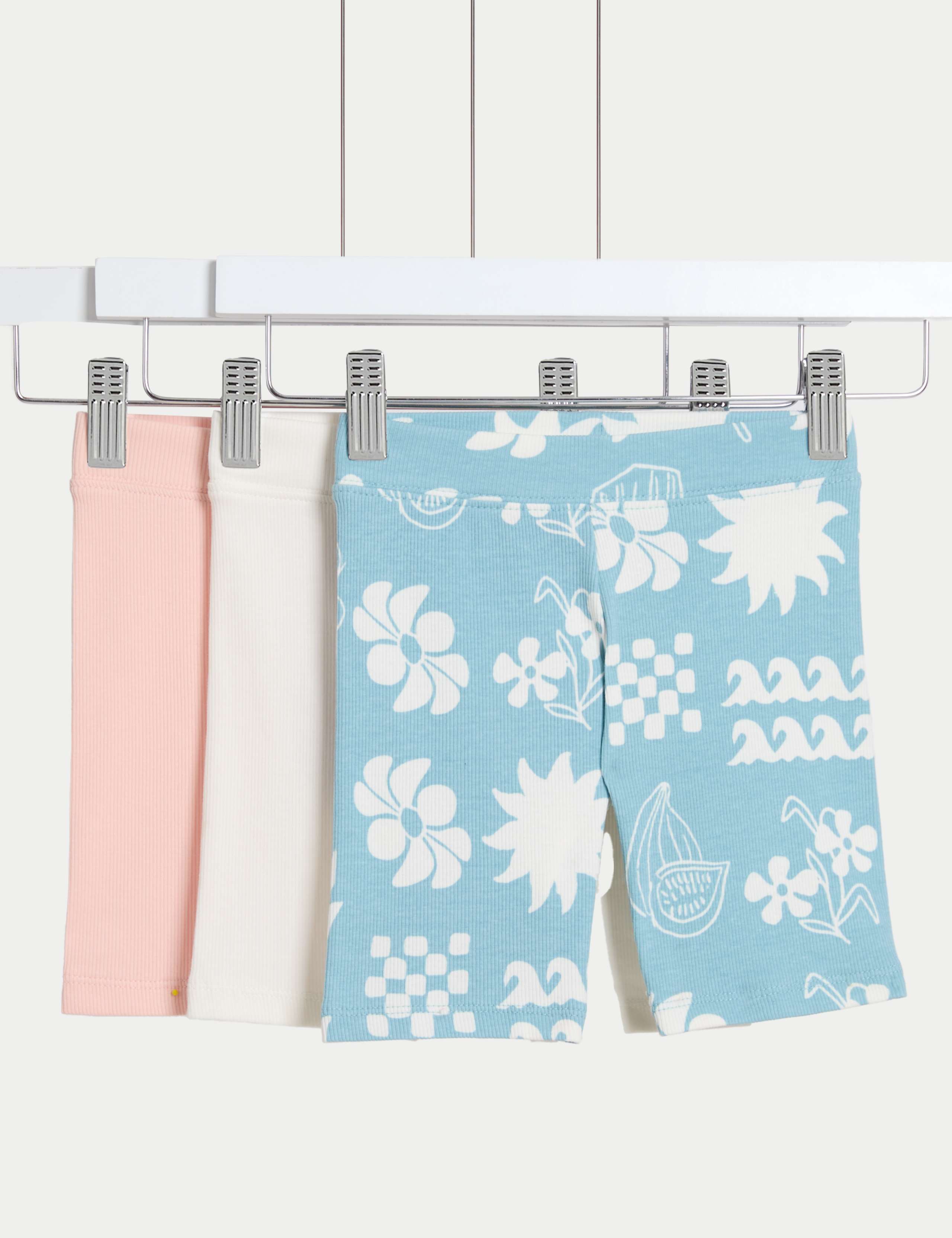 3pk Cotton Rich Printed Cycling Shorts (2-8 Yrs)