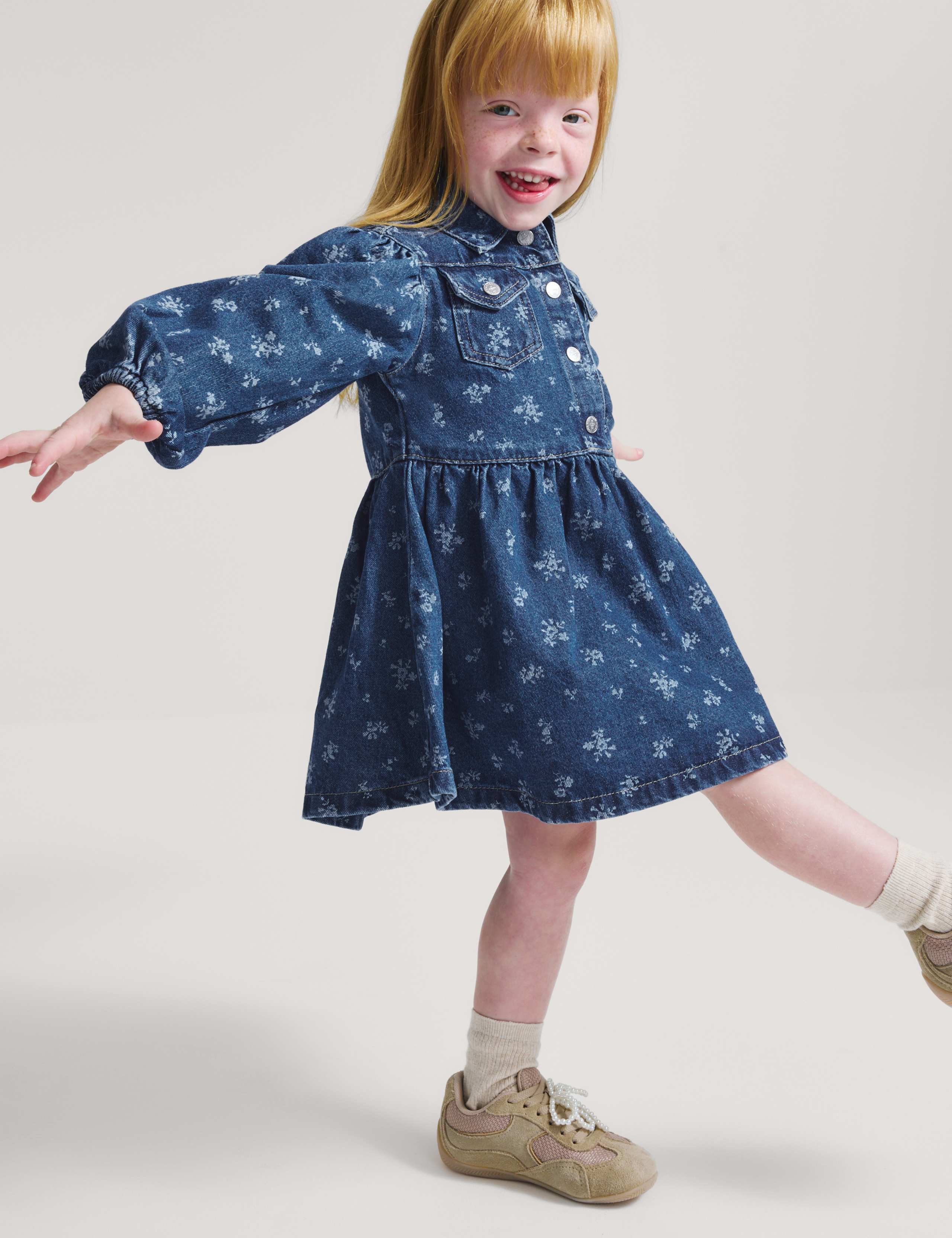 Denim Floral Dress (2-10 Yrs)