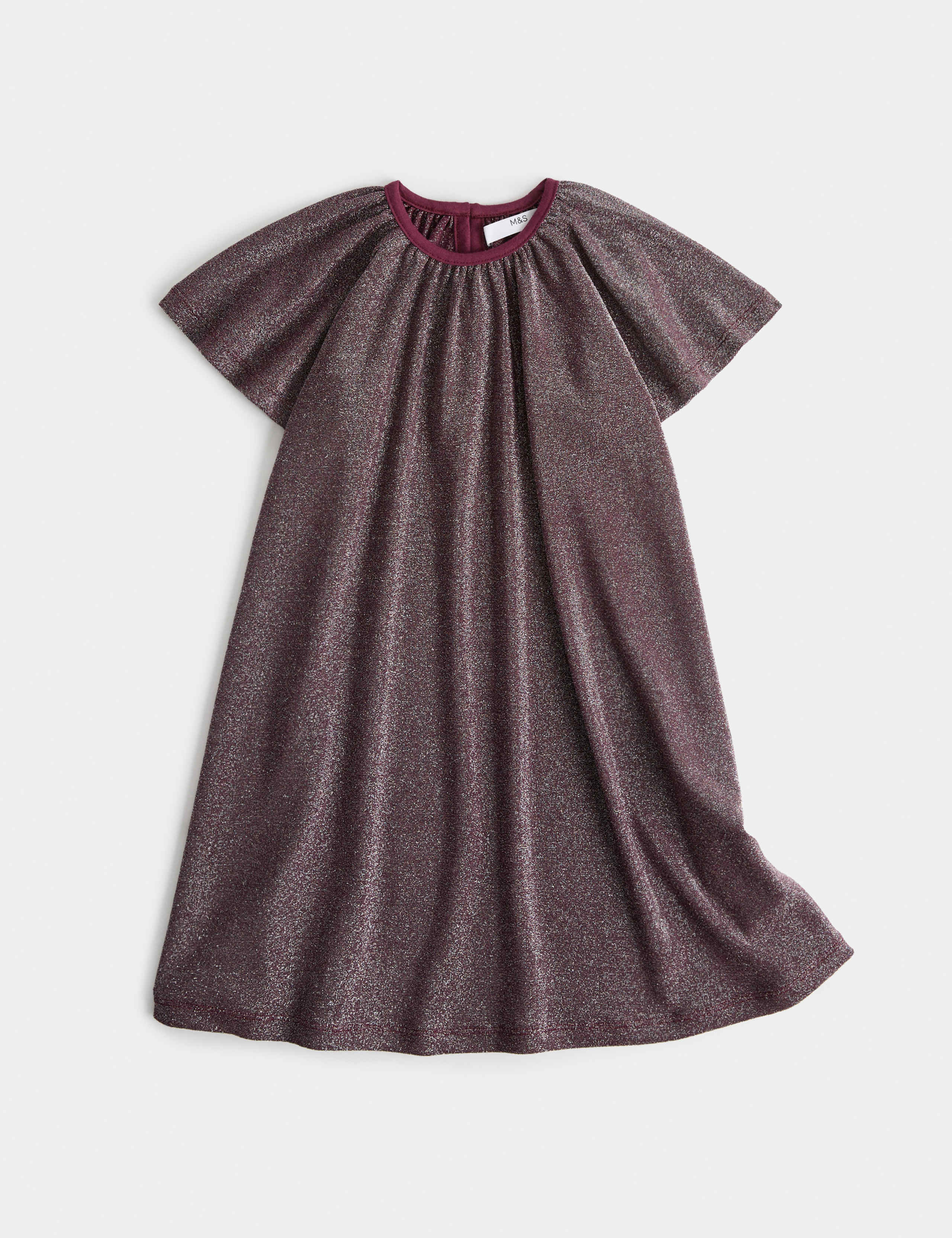 Short Sleeve Sparkly Round Neck Dress (2-8 Yrs)