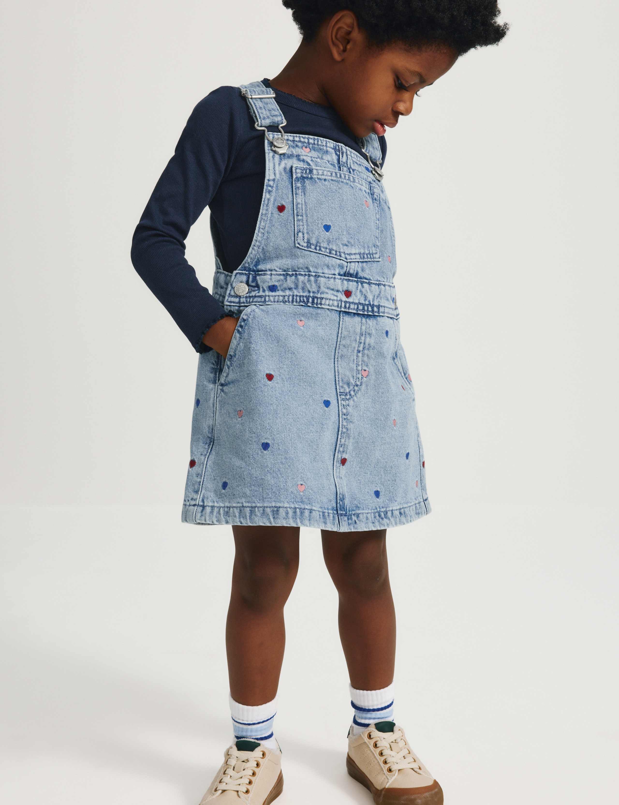 2pc Denim Heart Pinafore