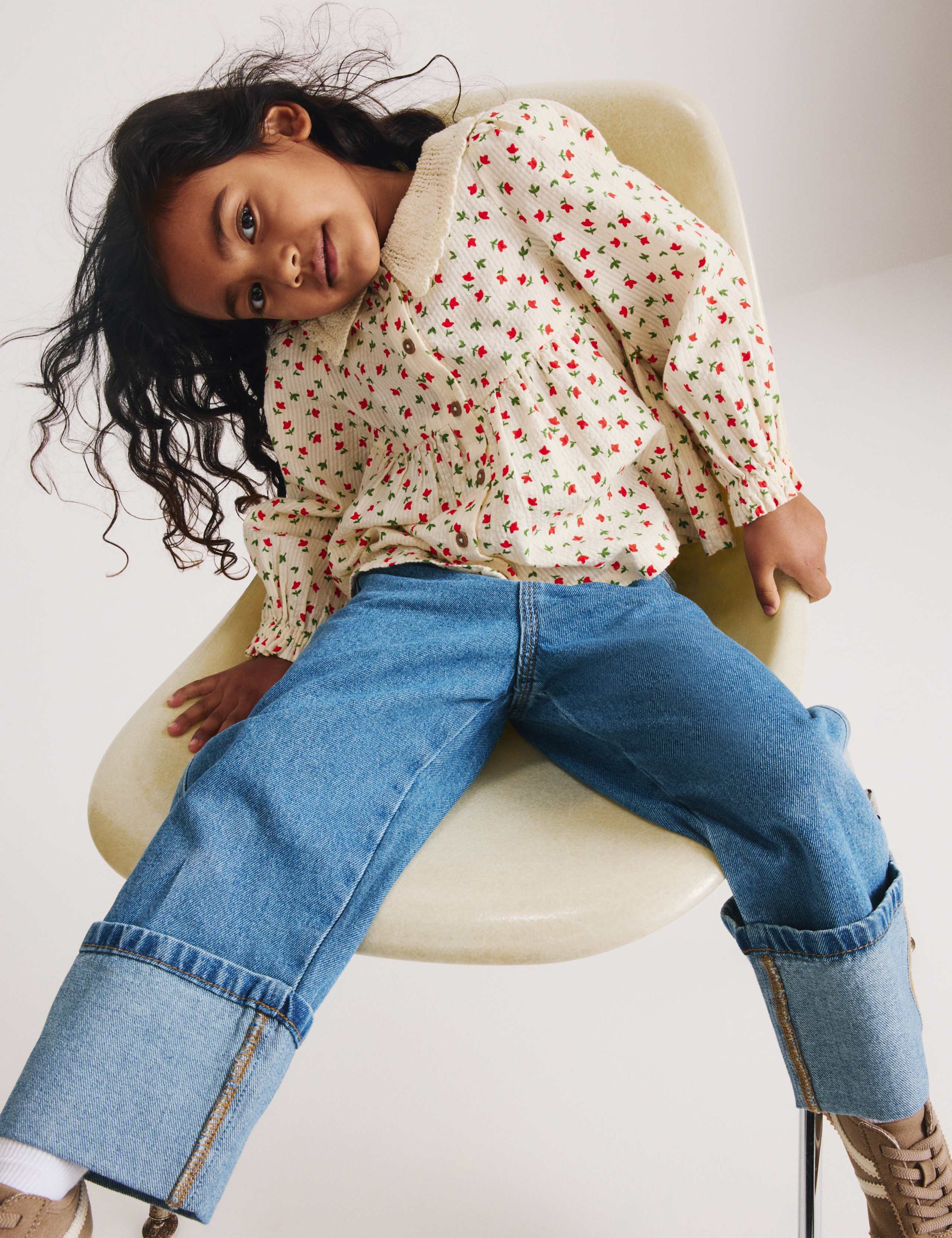 Pure Cotton Floral Embroidered Blouse (2-8 Yrs)