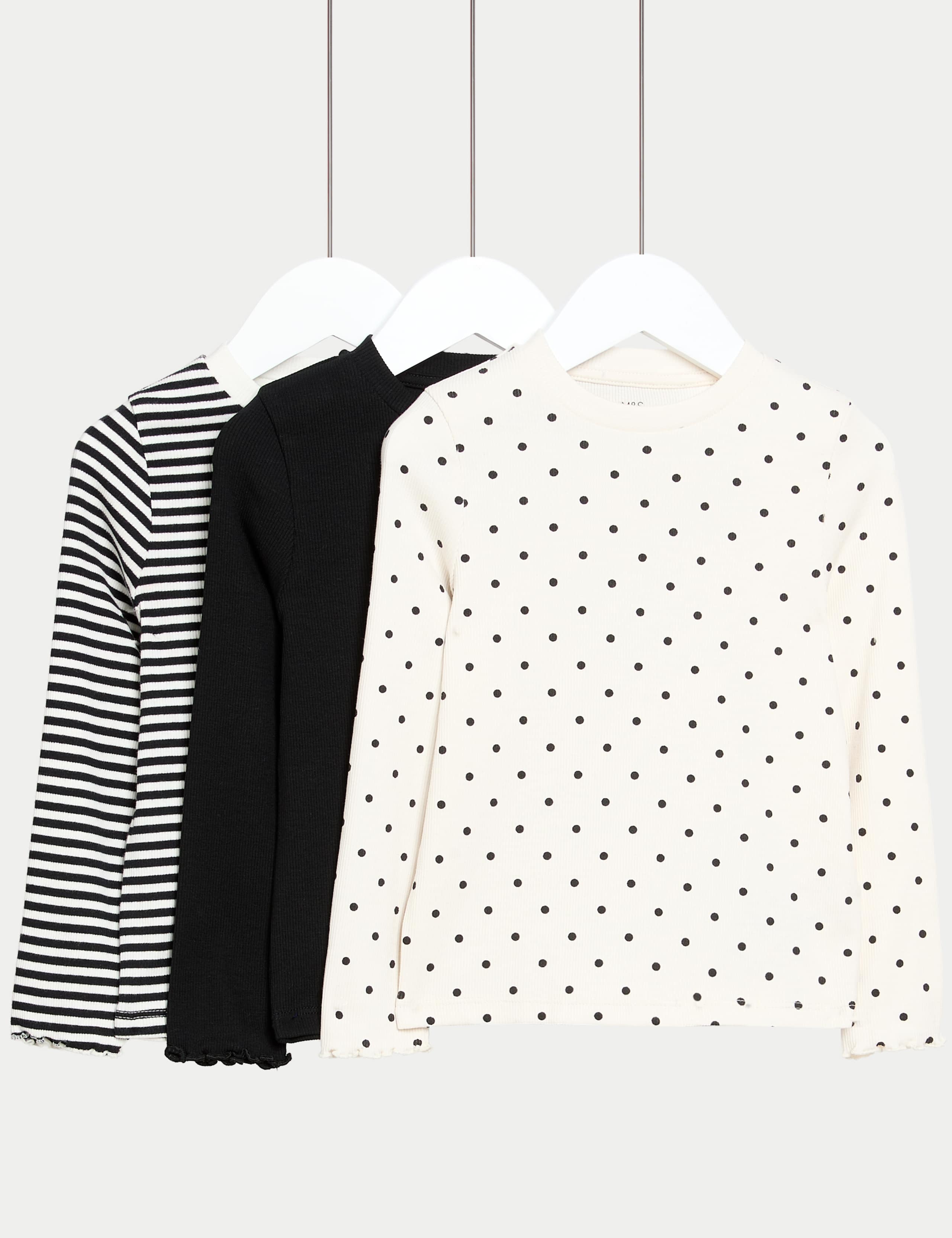 3pk Cotton Rich Long Sleeves Top (2 - 8 yrs)