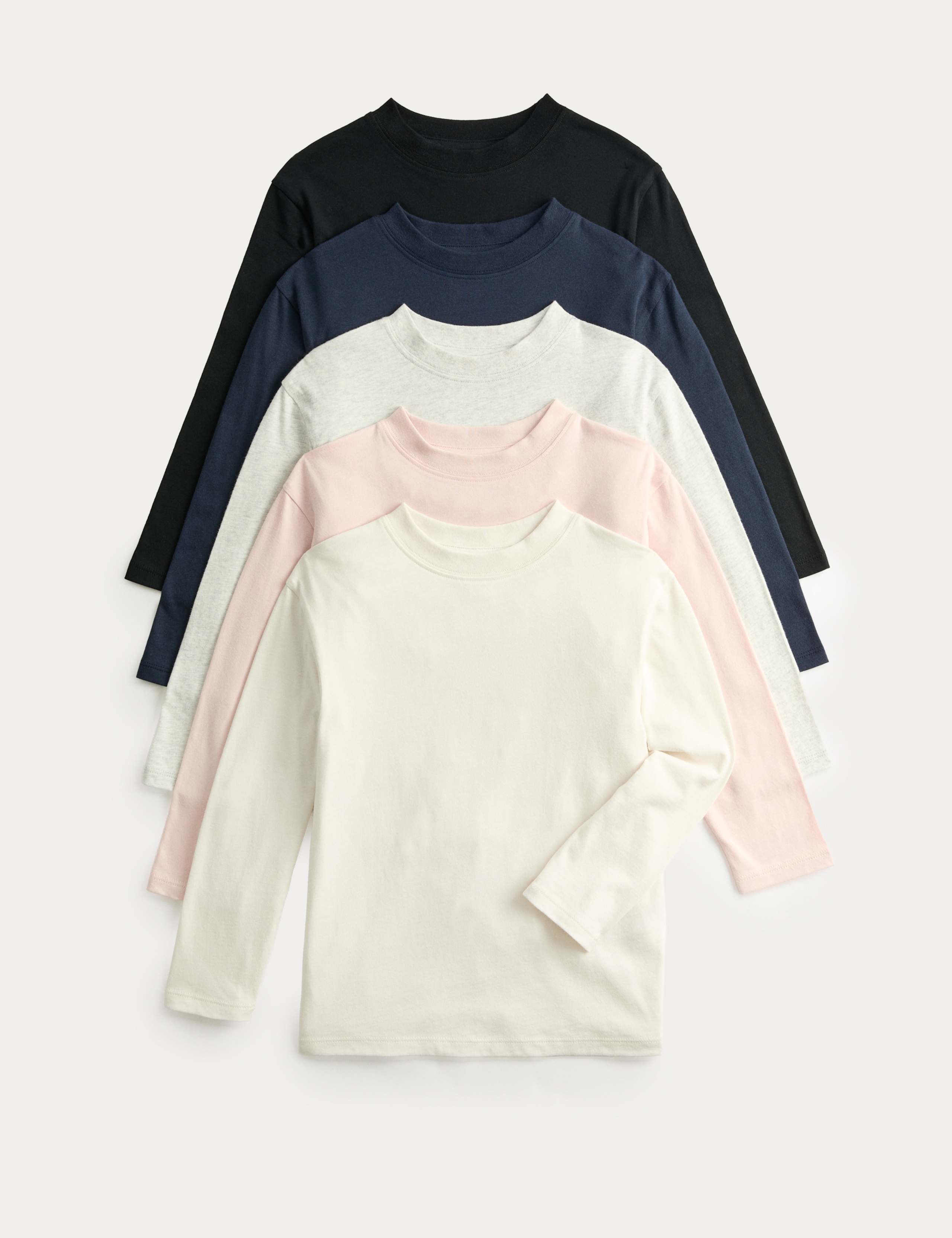 5pk Pure Cotton Round Neck Tops (2-8 Yrs)