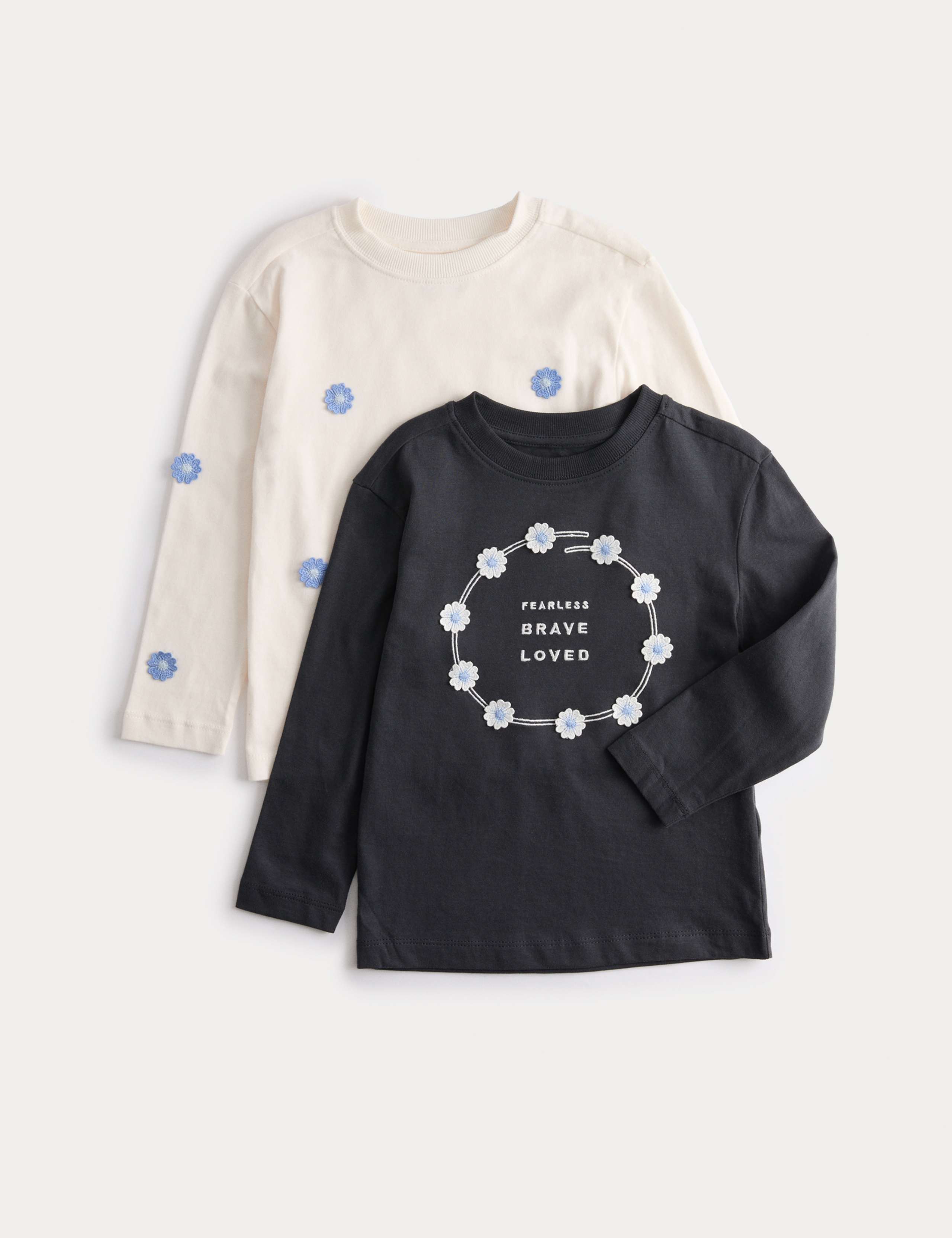 2pk Pure Cotton Floral Fearless Tops (2-8 Yrs)