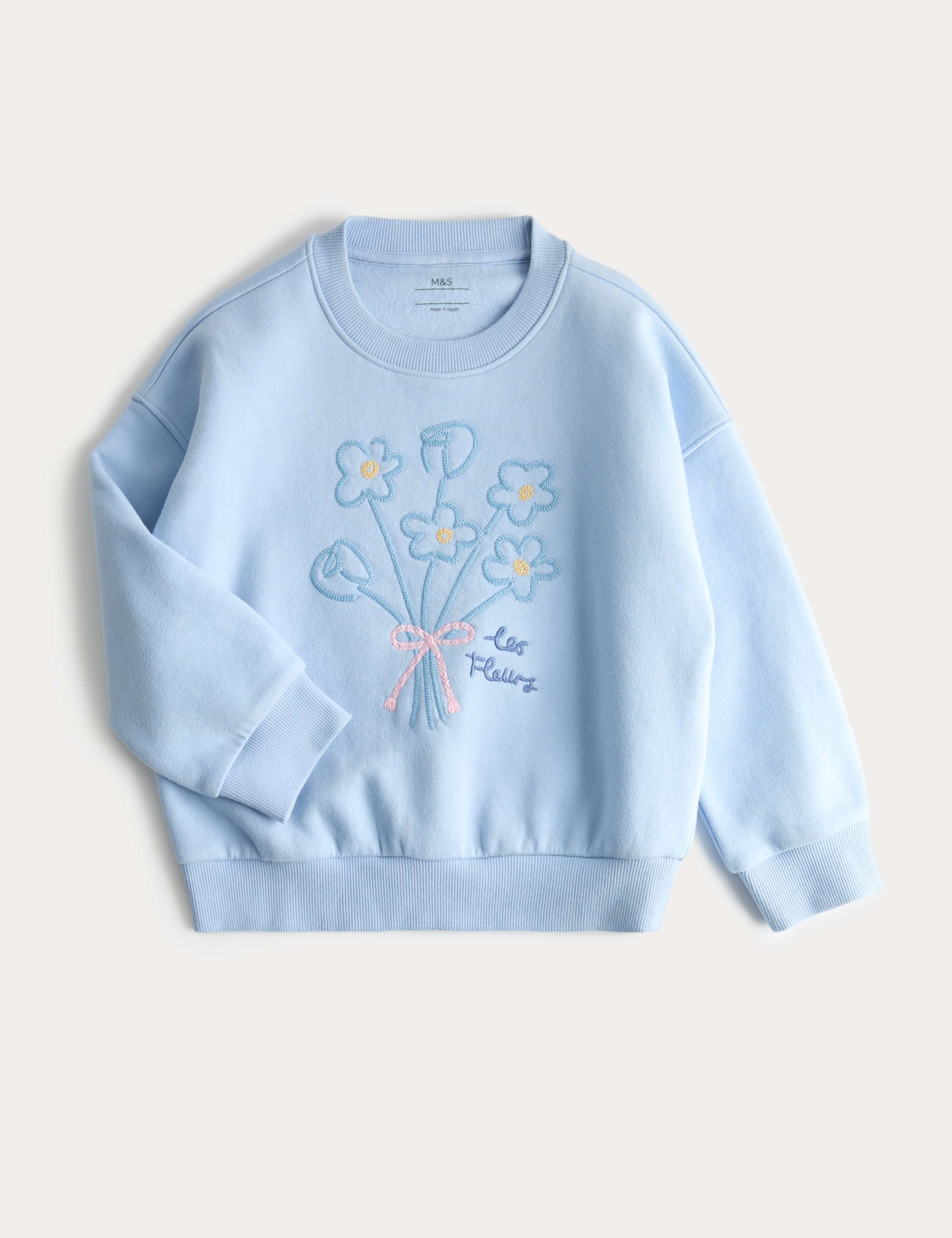 Cotton Rich Embroidered Floral Sweatshirt (2-8 Yrs)