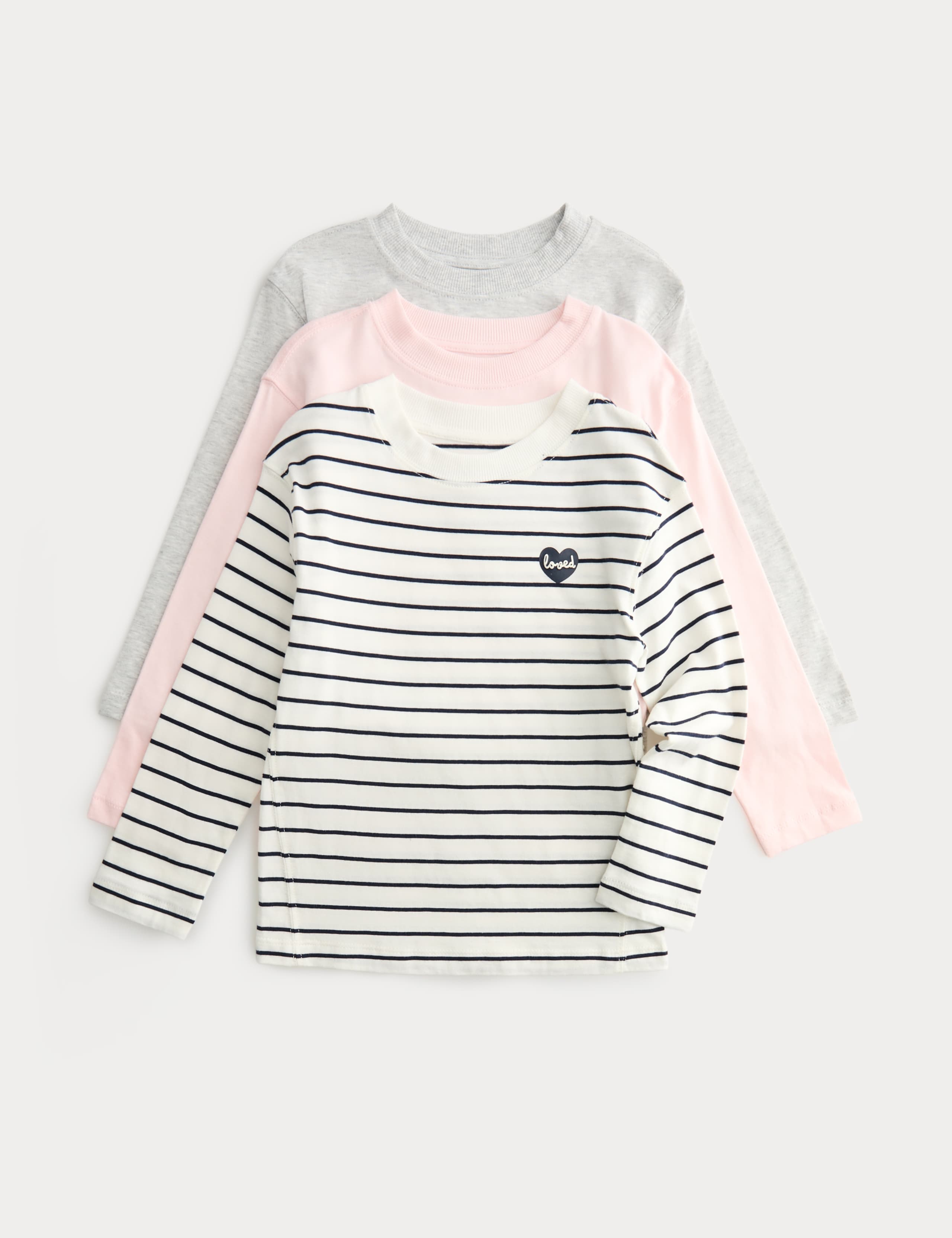 3 Pack Pure Cotton Striped Tops (2-8 Yrs)
