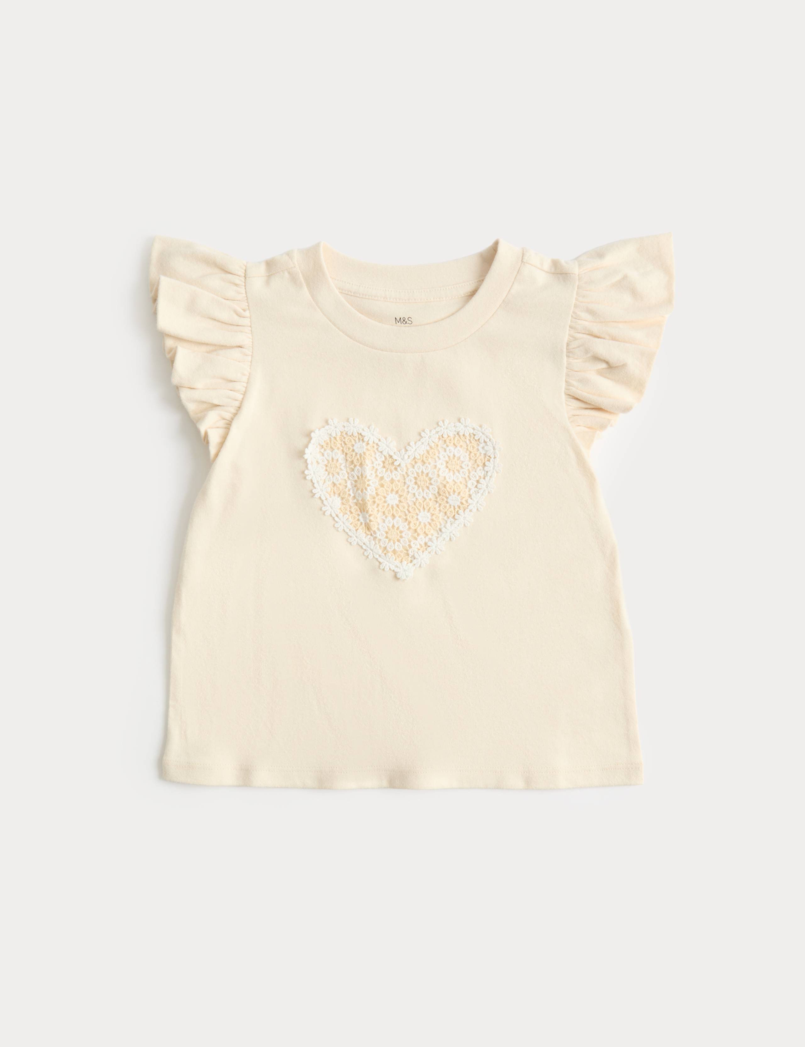 Pure Cotton Broderie Frill Heart Top (2-8 Yrs)