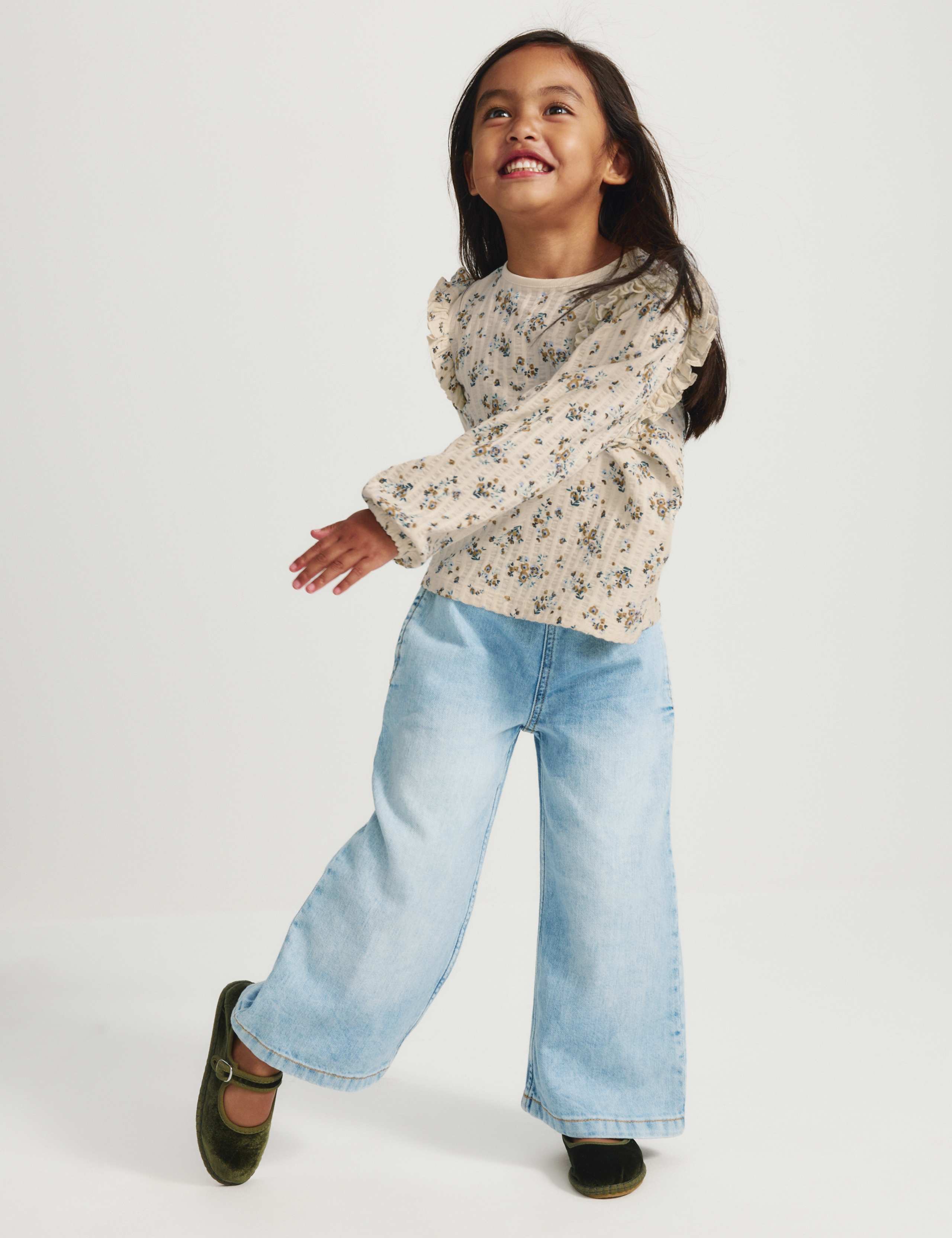 Pure Cotton Jersey Floral Blouse (2-8 Yrs)