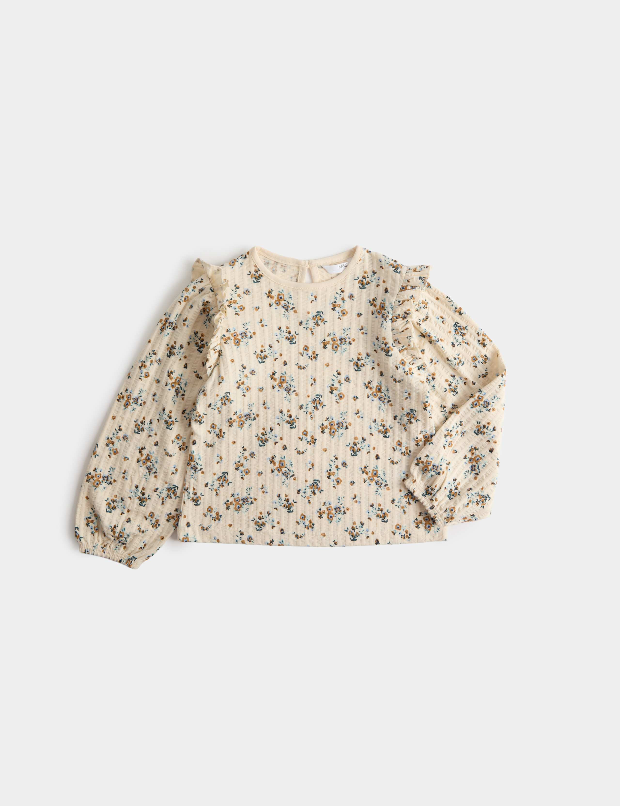 Pure Cotton Jersey Floral Blouse (2-8 Yrs)