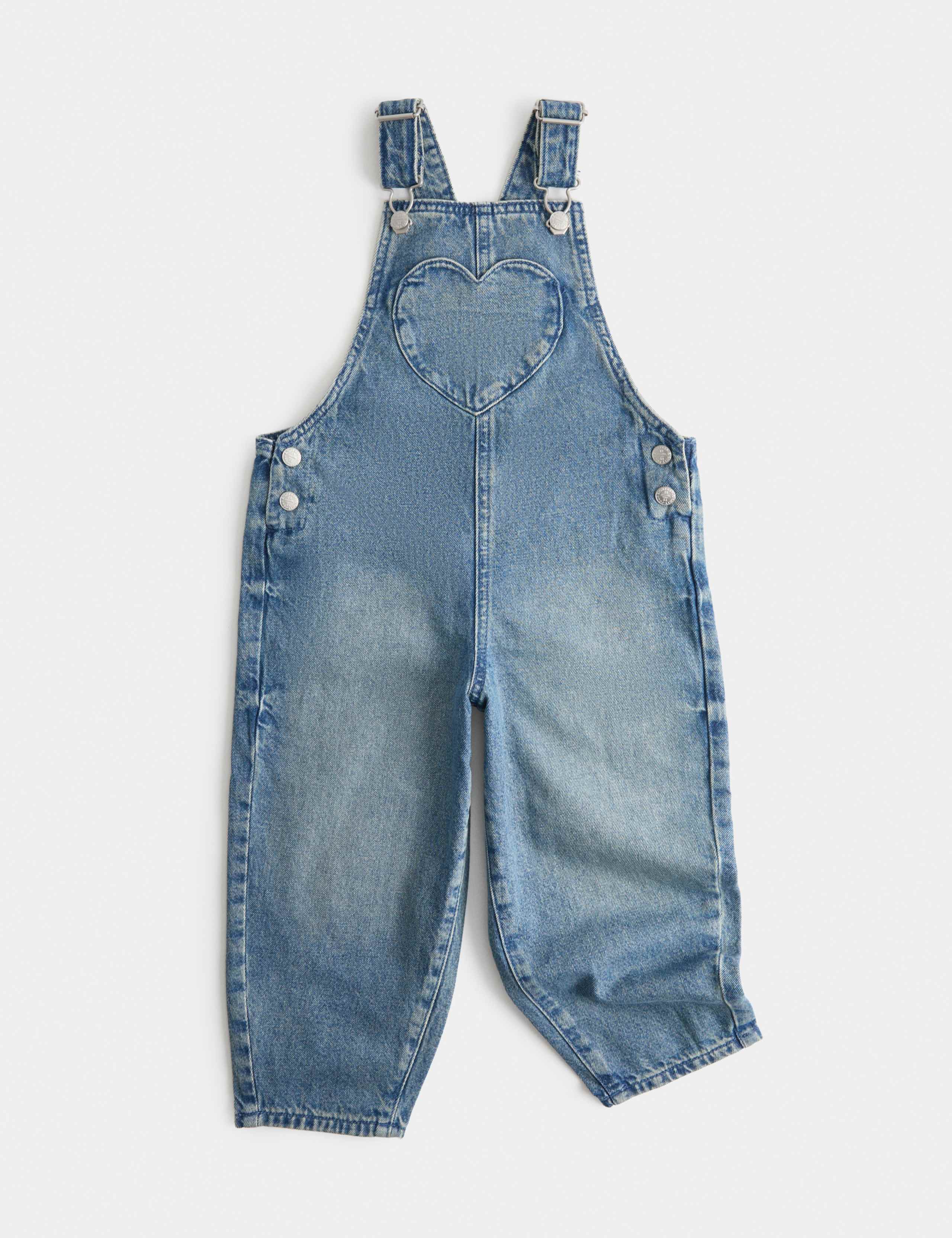 Pure Cotton Denim Heart Dungarees (2-8 Yrs)