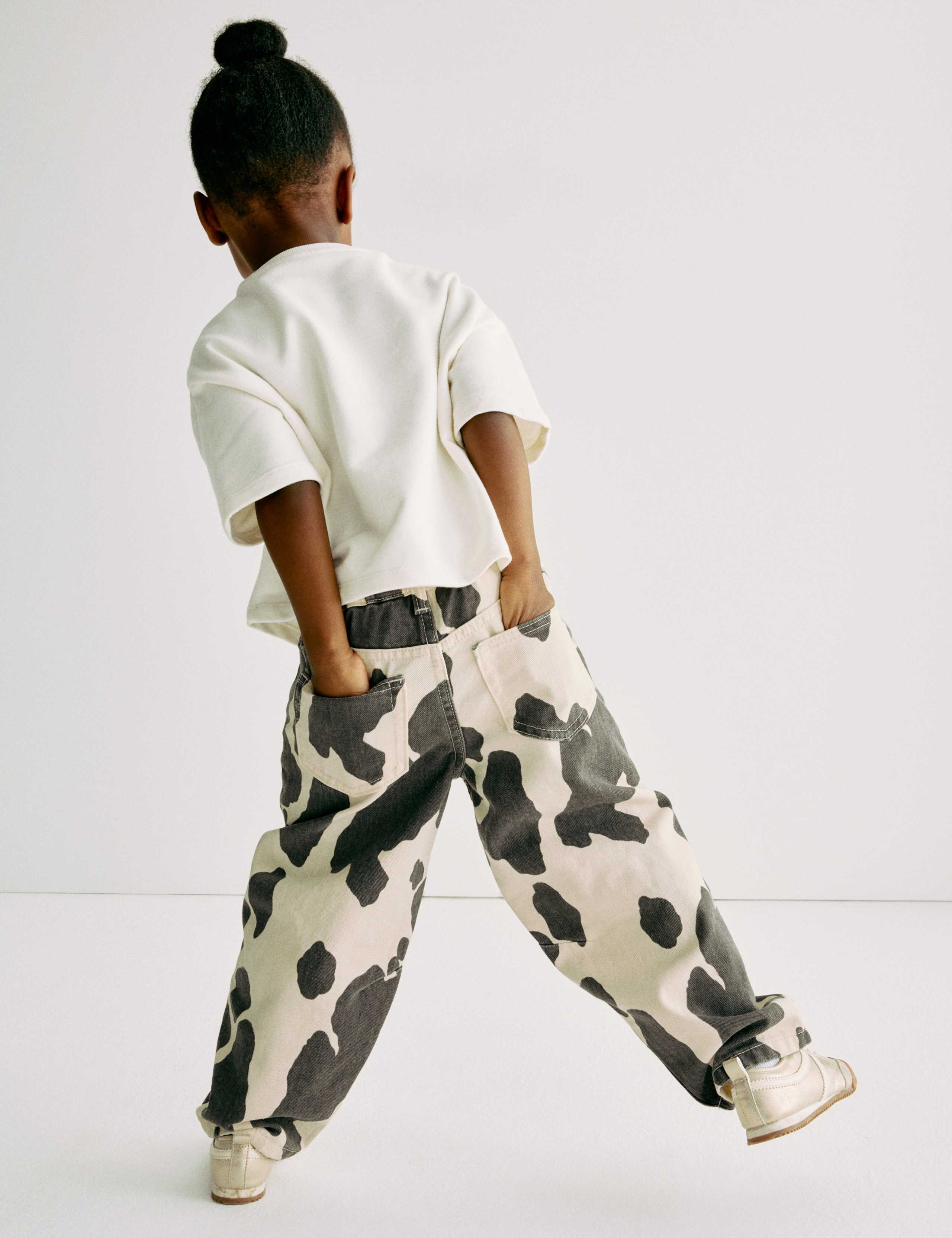 Cow Print Barrel Leg Jeans (2-10 Yrs)