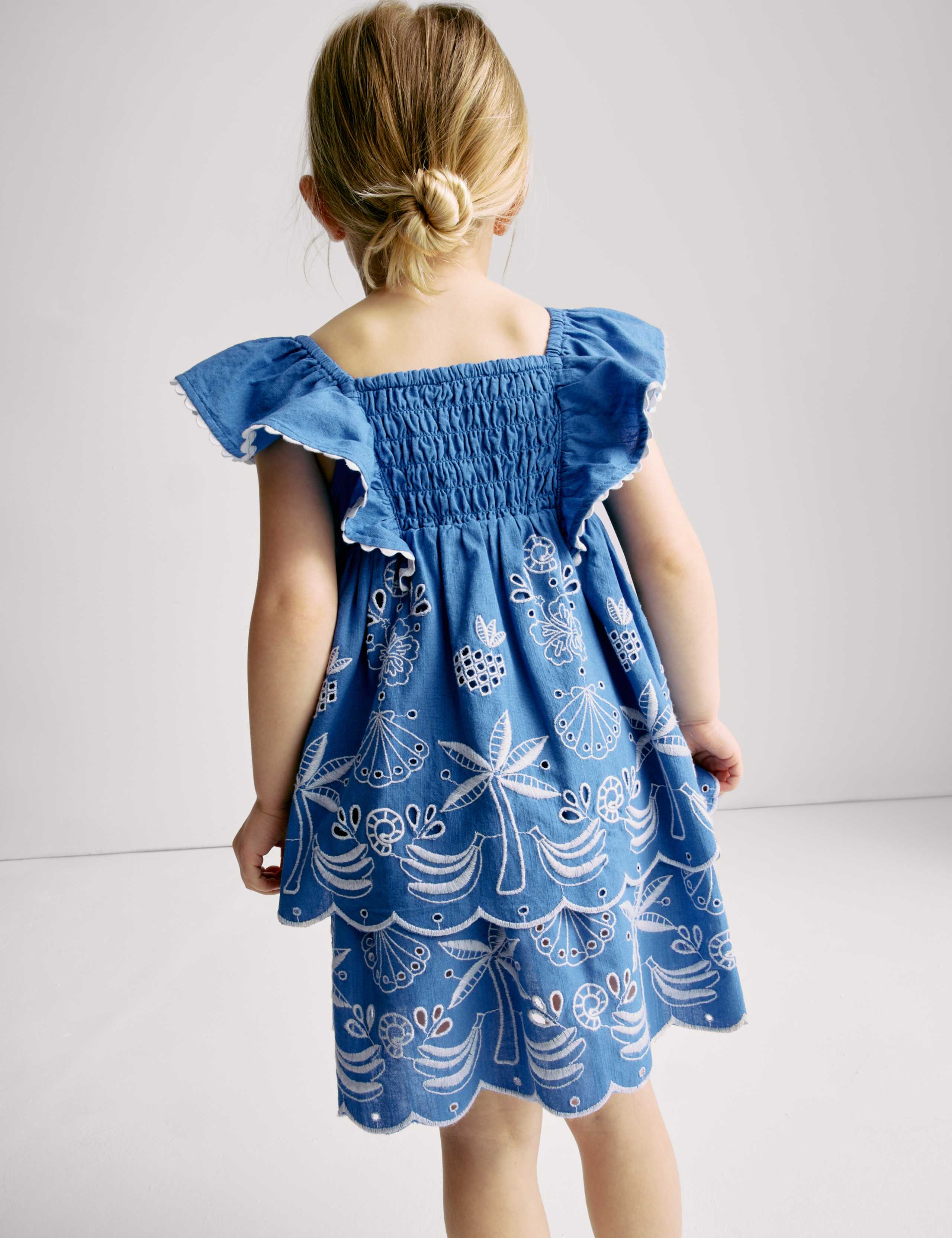 Pure Cotton Shell Pointelle Dress (2-16 Yrs)