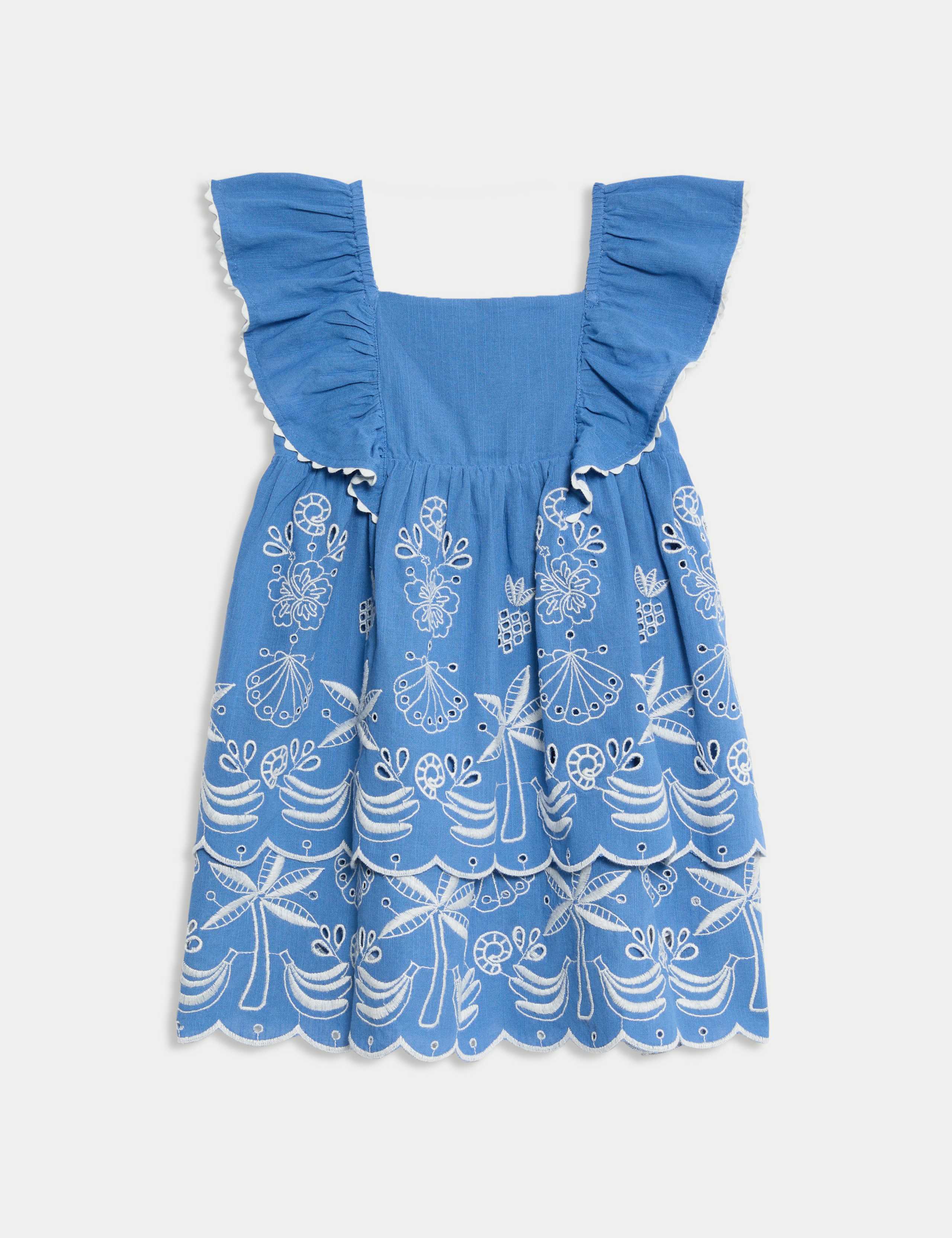 Pure Cotton Shell Pointelle Dress (2-16 Yrs)