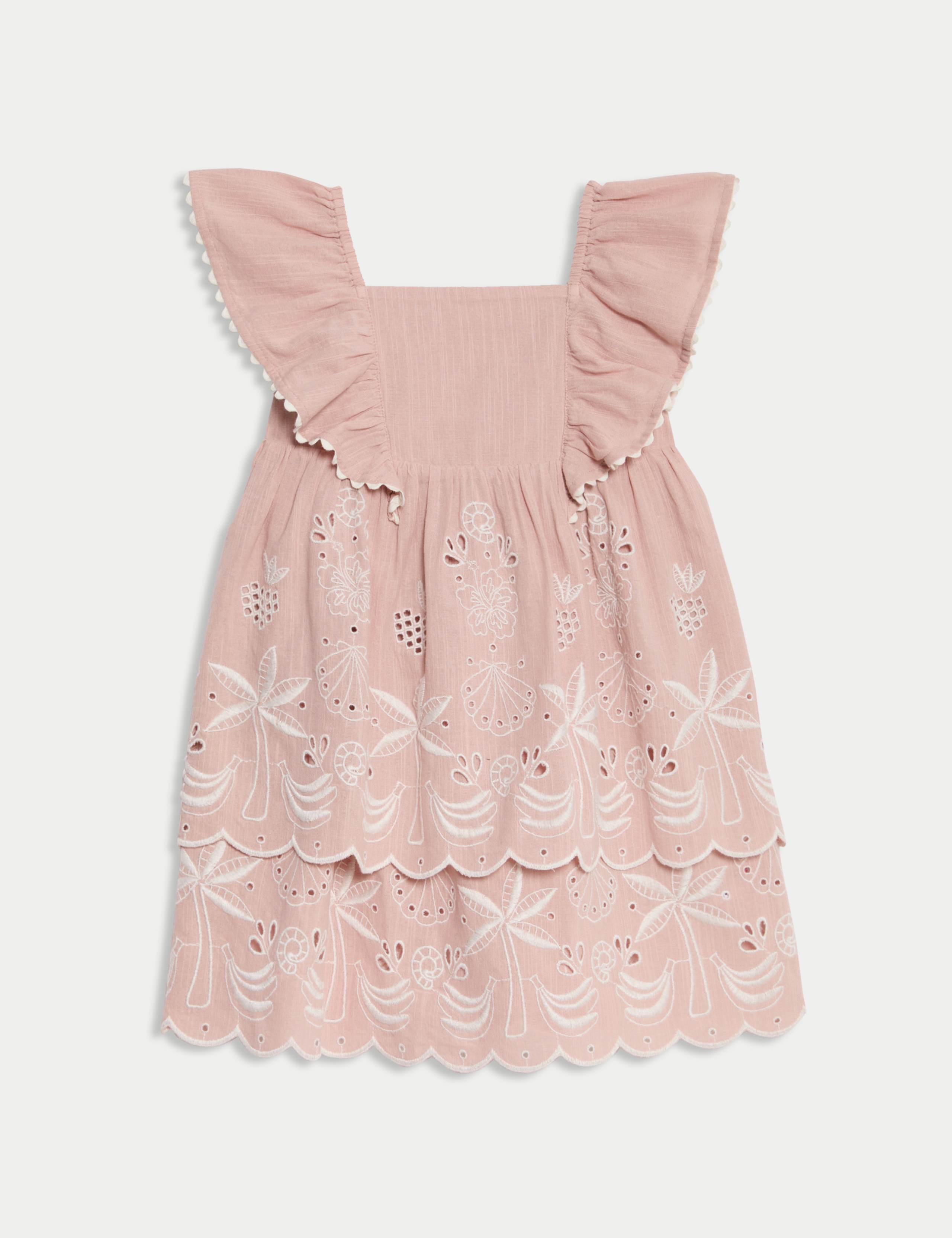 Pure Cotton Shell Pointelle Dress (2-16 Yrs)
