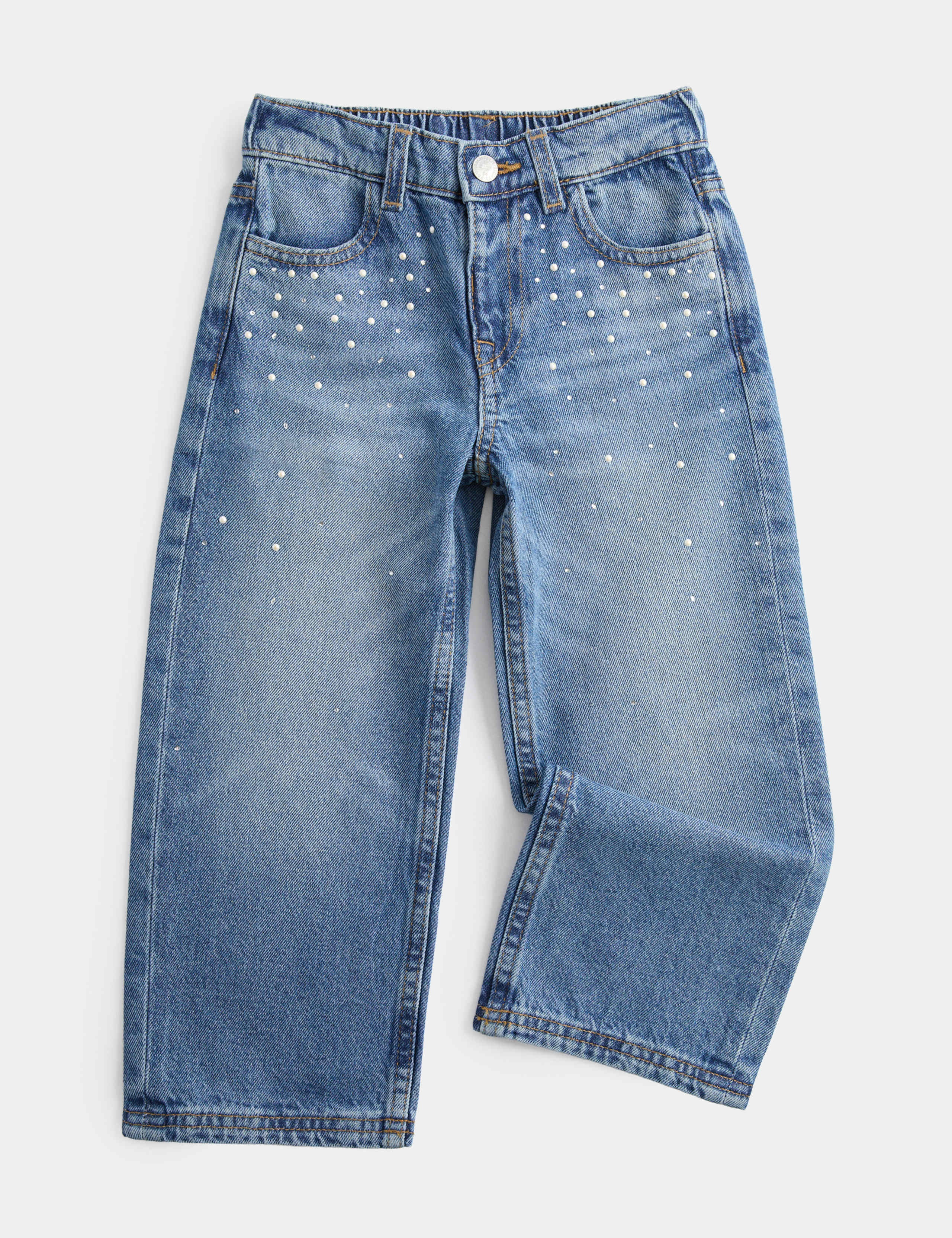 Denim Elasticated Straight Leg Jeans