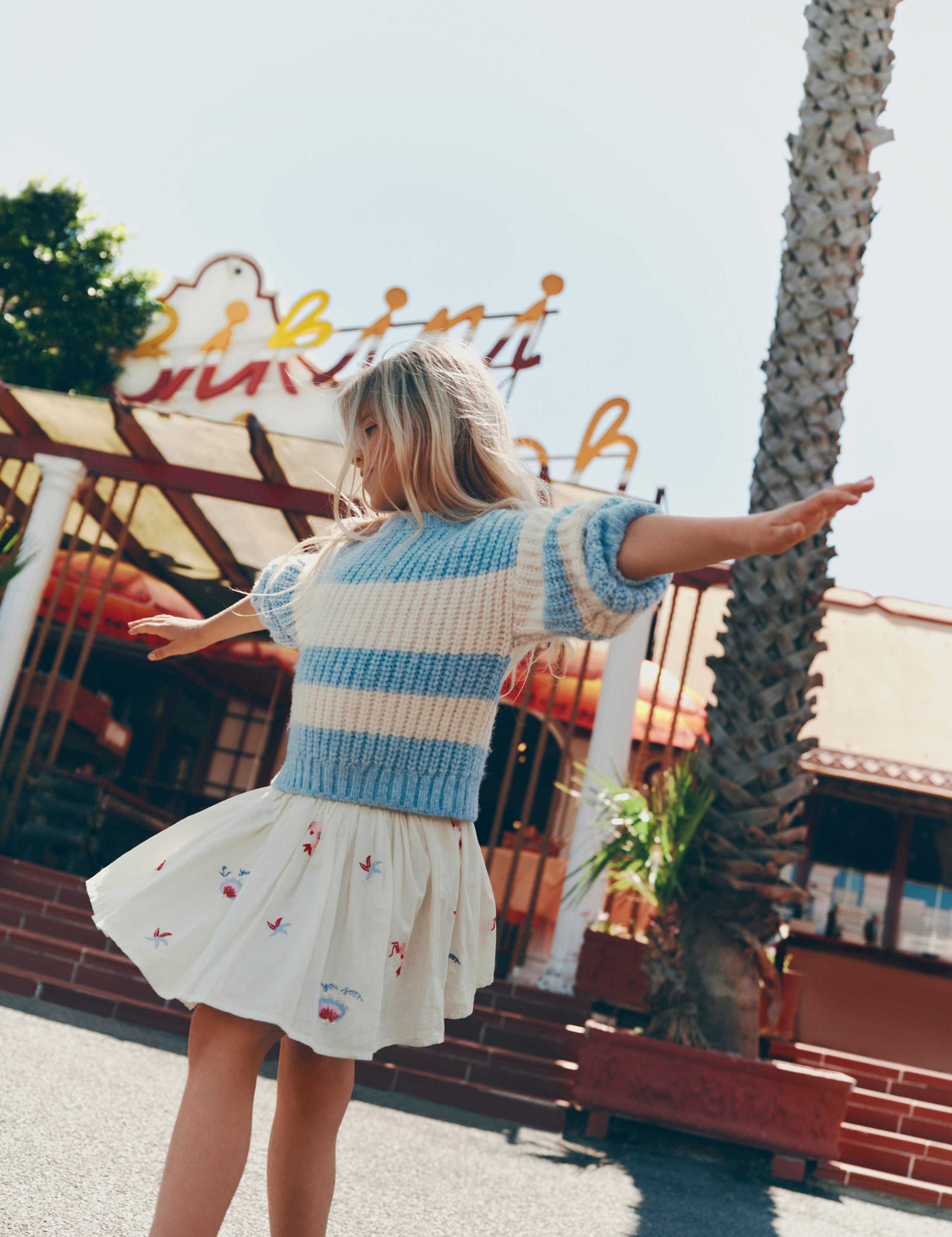 Cotton Rich Embroidered Mini Skirt (2-10 Yrs)